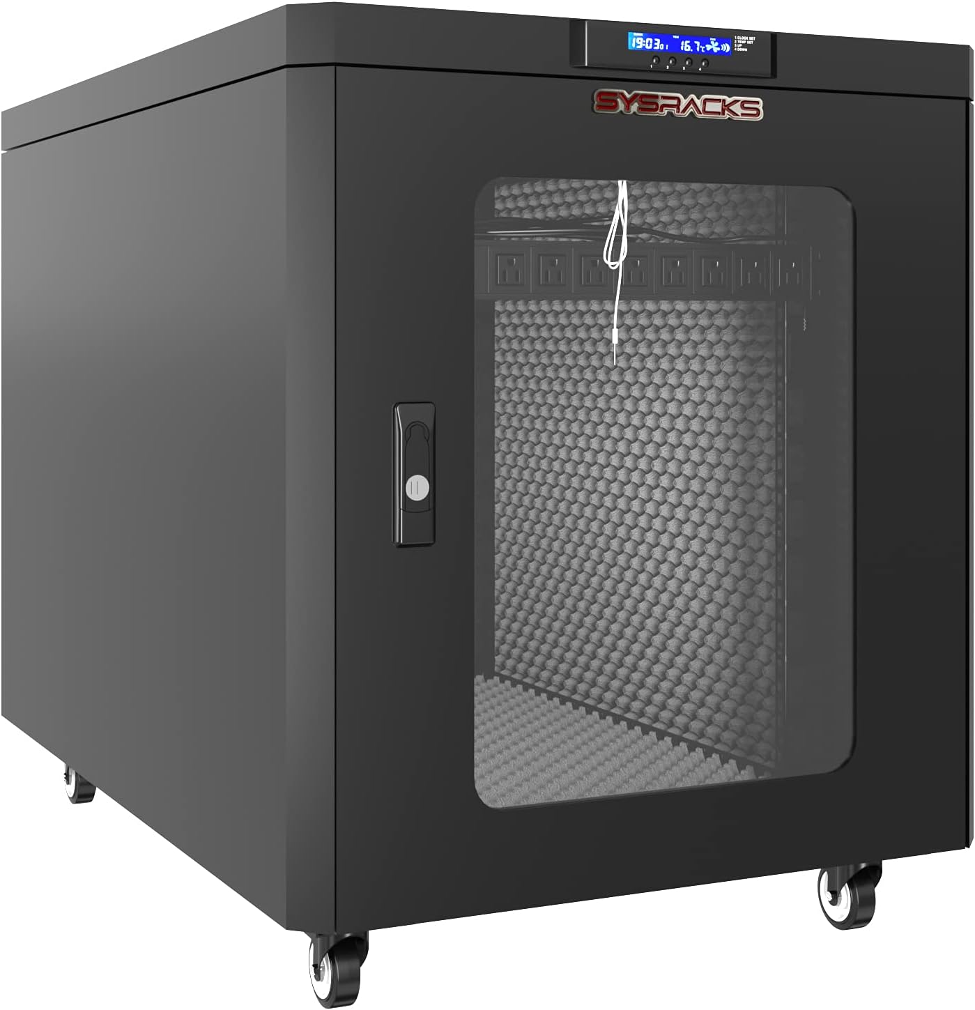 Sysracks Soundproof Server Rack Quiet - Acoustic Sound Proof Cabinet for Servers - Up to 36% Noise Reduction - Locking Server Enclosure - Silent Networking Cabinet - Noise Sound Dampening Box (15U)