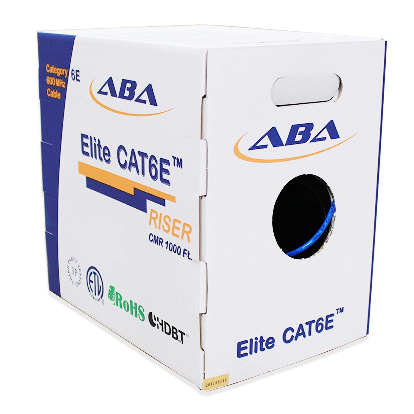 Elite Cat6 CMR Riser (CAT6e) Ethernet Cable 1000ft, 24AWG, Solid Bare Copper Wire, 600MHz, w/Spline(Noise Reducing Cross Separator), UL Certified, Bulk LAN Cable - Orange