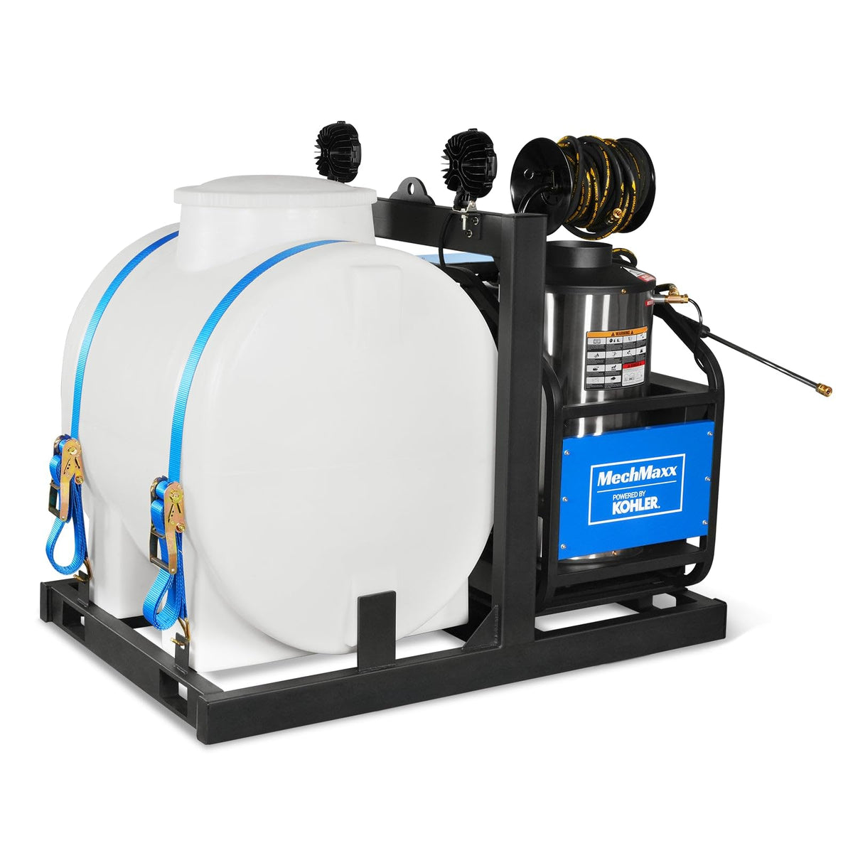 MechMaxx 4000 PSI 4 GPM Kohler E-Start Engine Hot Water Pressure Washer Skid Mounted with 245 Gal Tank, Model HPW40KBT