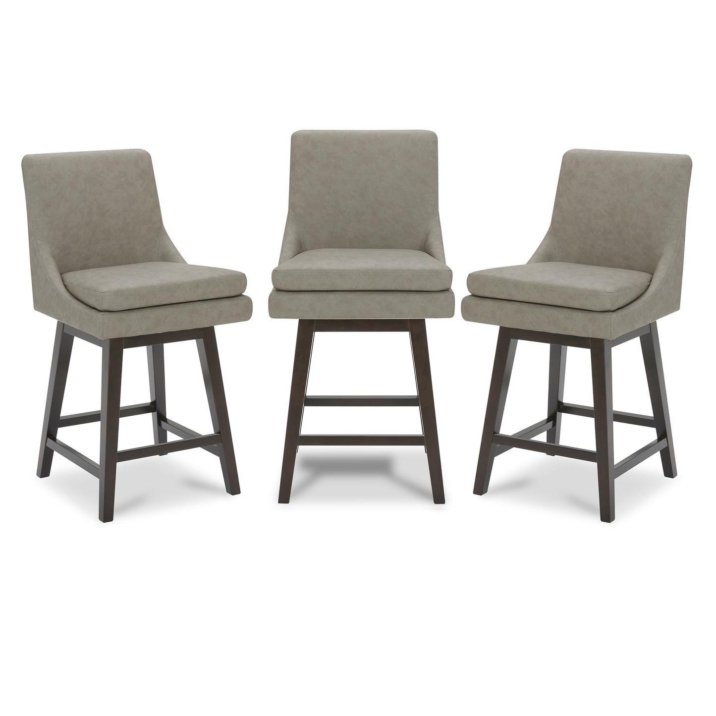 CHITA Bar Height Swivel Barstool with Back Set of 2, FSC Certified Upholstered Bar Stool, 30.7" H Seat Height, Fabric in Ivory