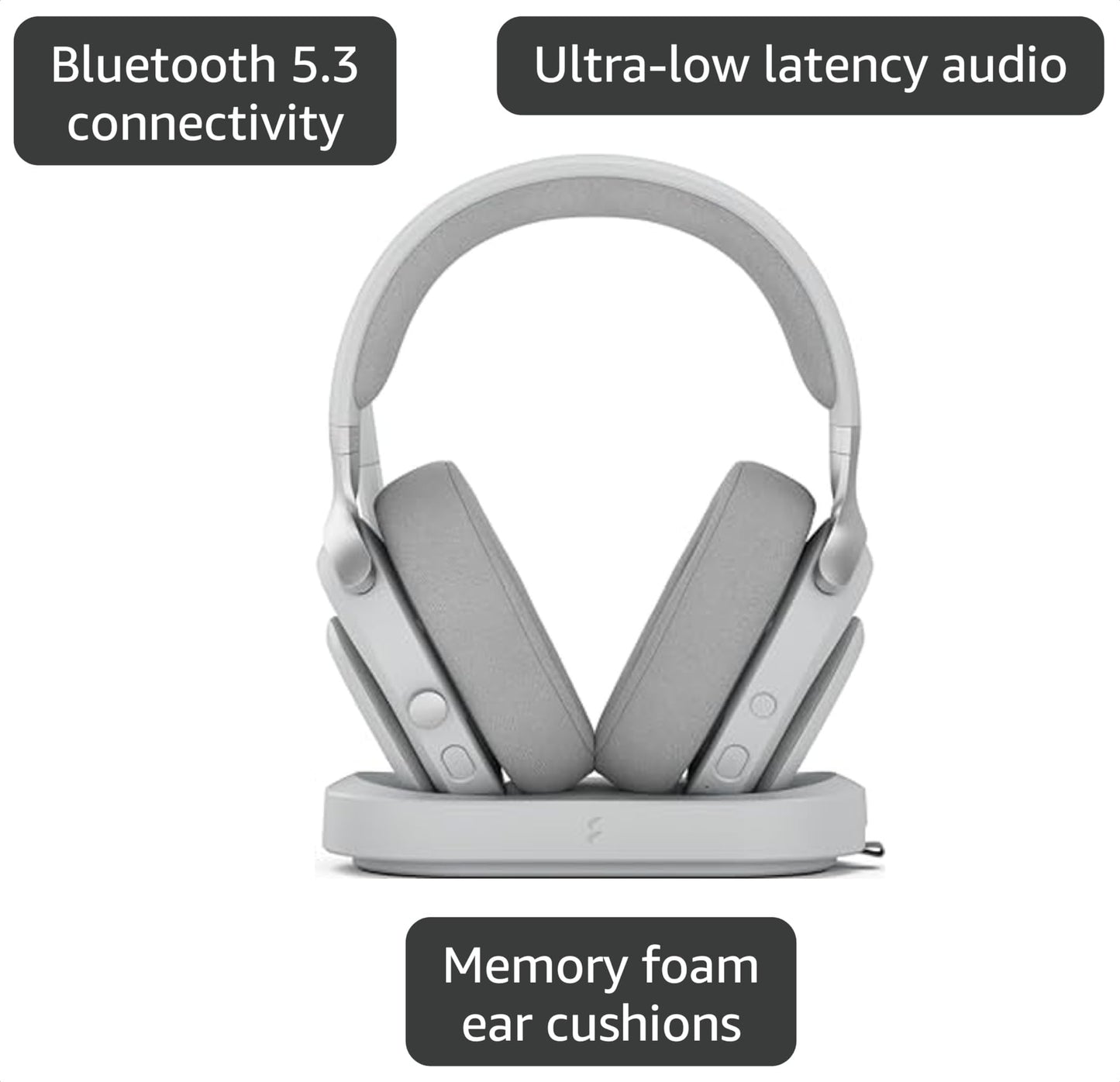 Fractal Design Scape Dark - Wireless PC Gaming Headset - Detachable Flip-to-Mute Microphone with Noise Cancellation - Battery Life Up to 40 Hours - Configurable Ambient Lighting - Black