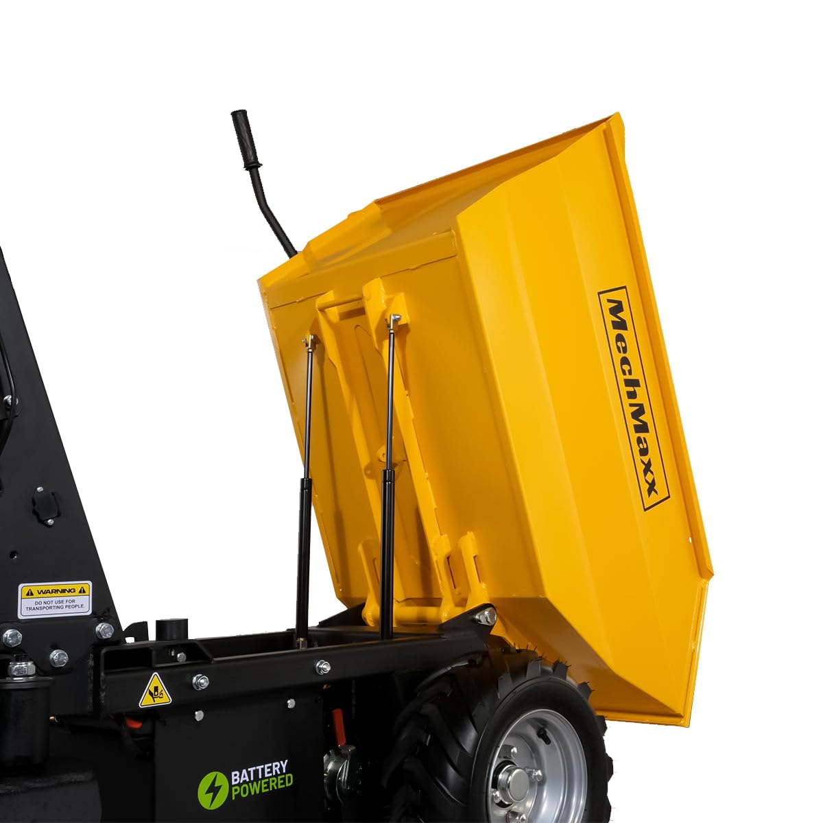 MechMaxx 1100Lb Loading 48V Battery Powered Wheel Barrow Electric Dumper Cart with 30W Light, Hydraulic Tipping, 1000W Brushless DC Motor, LED Display Screen, Model EH50 Yellow