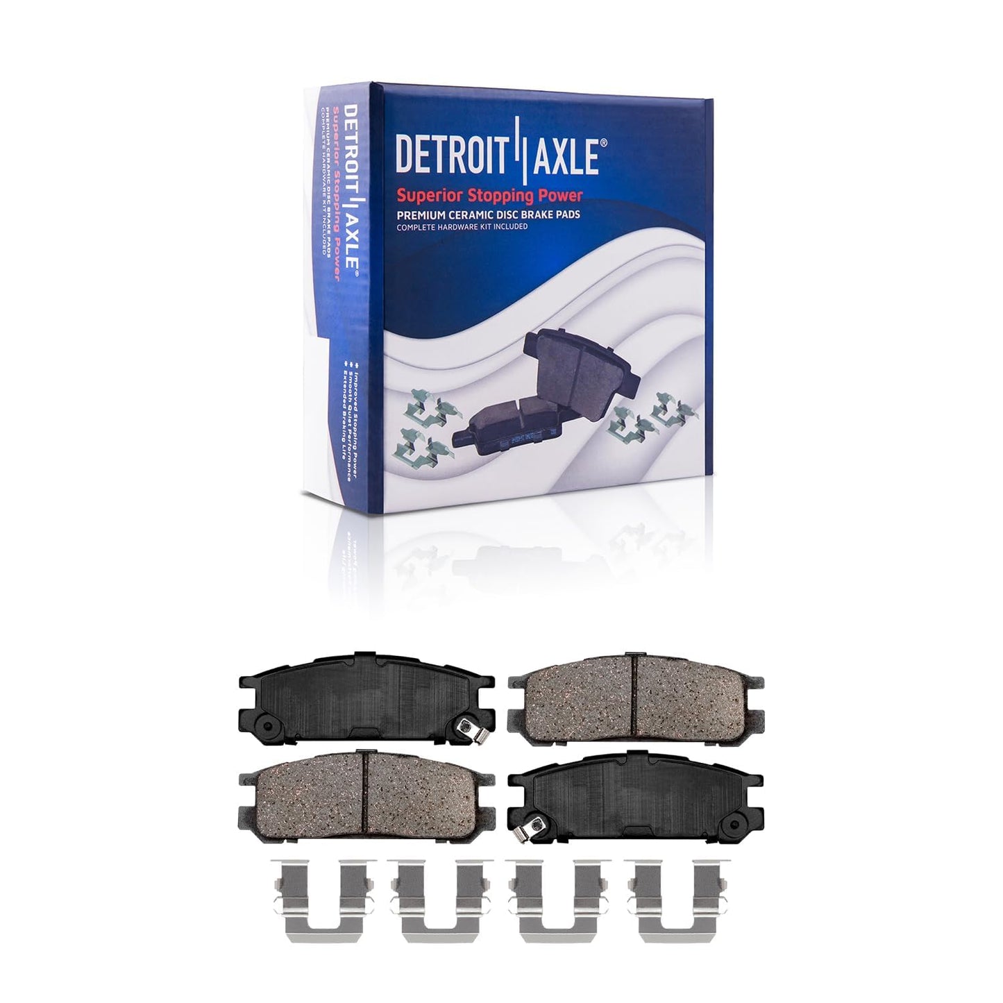Detroit Axle - Rear Brake Pads for 2019-2024 Chevy Silverado 1500 GMC Sierra 1500, 2021-2024 Tahoe Suburban Yukon XL Cadillac Escalade ESV, Canyon LYRIQ Colorado, Ceramic Brake Pads with Hardware