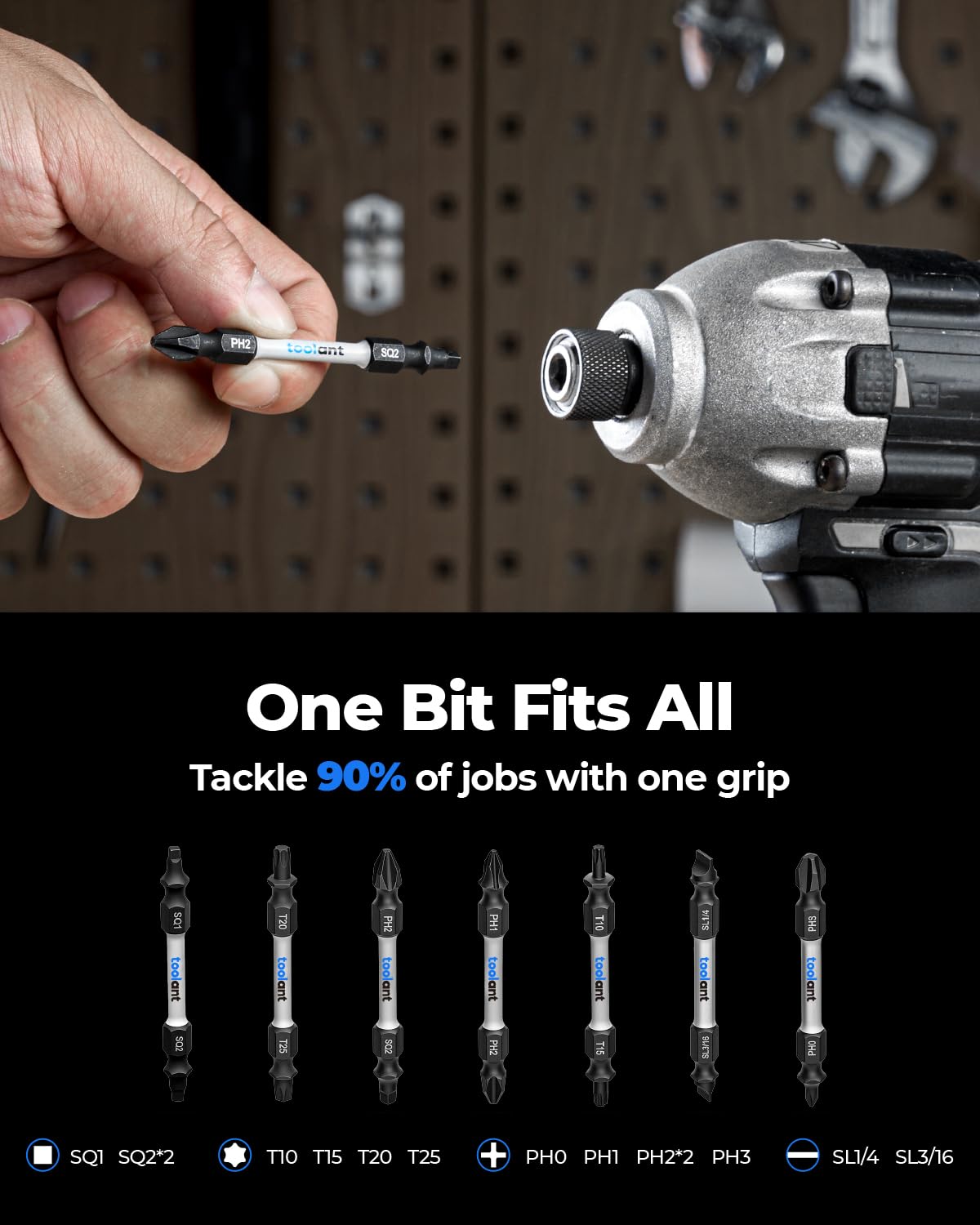 toolant 2 Inch Phillips Bit#2 Magnetic Anti Slip Impact Screwdriver Bits Set(10Pack)