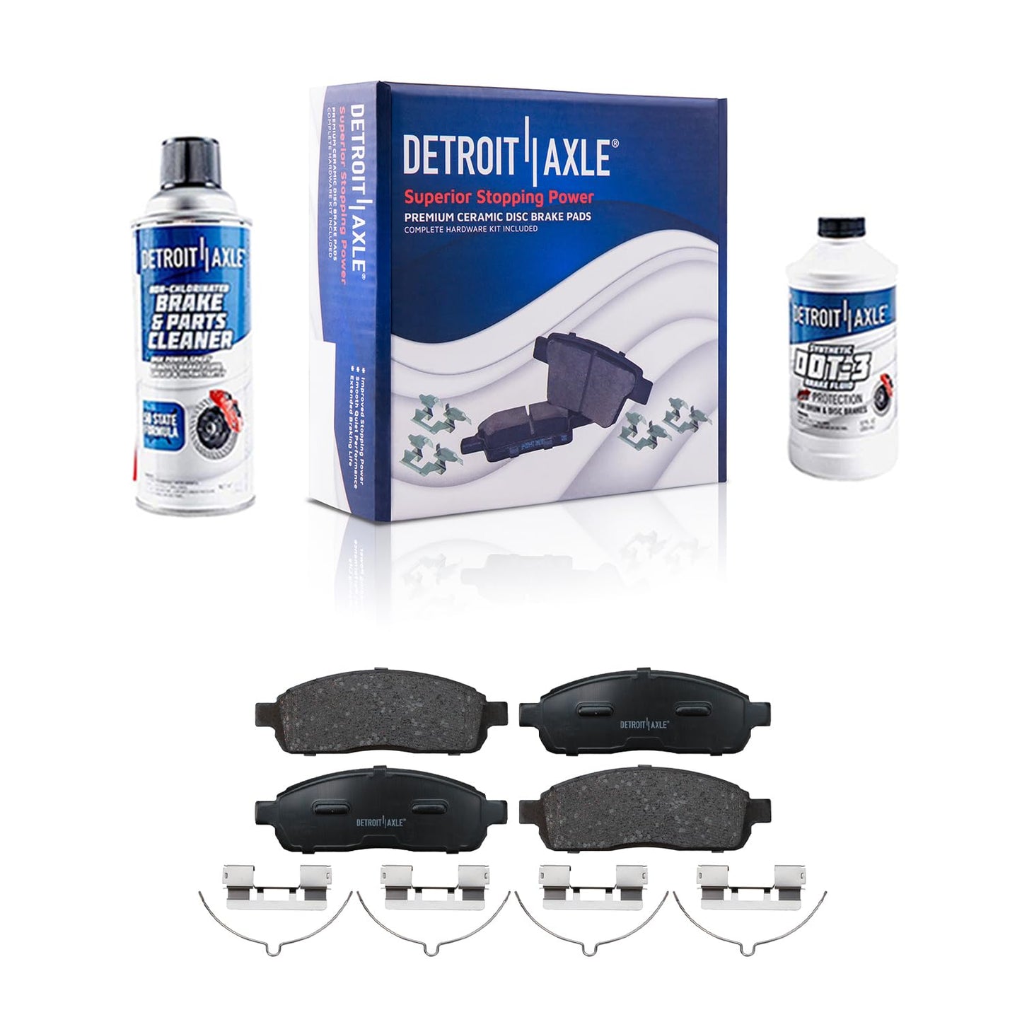 Detroit Axle - Front Brake Kit for 2012-2022 Ford F-250 Super Duty, 2013-2022 Ford F-350 Super Duty, 14.29" inch Drilled and Slotted Disc Brake Rotors Ceramic Brakes Pads Replacement