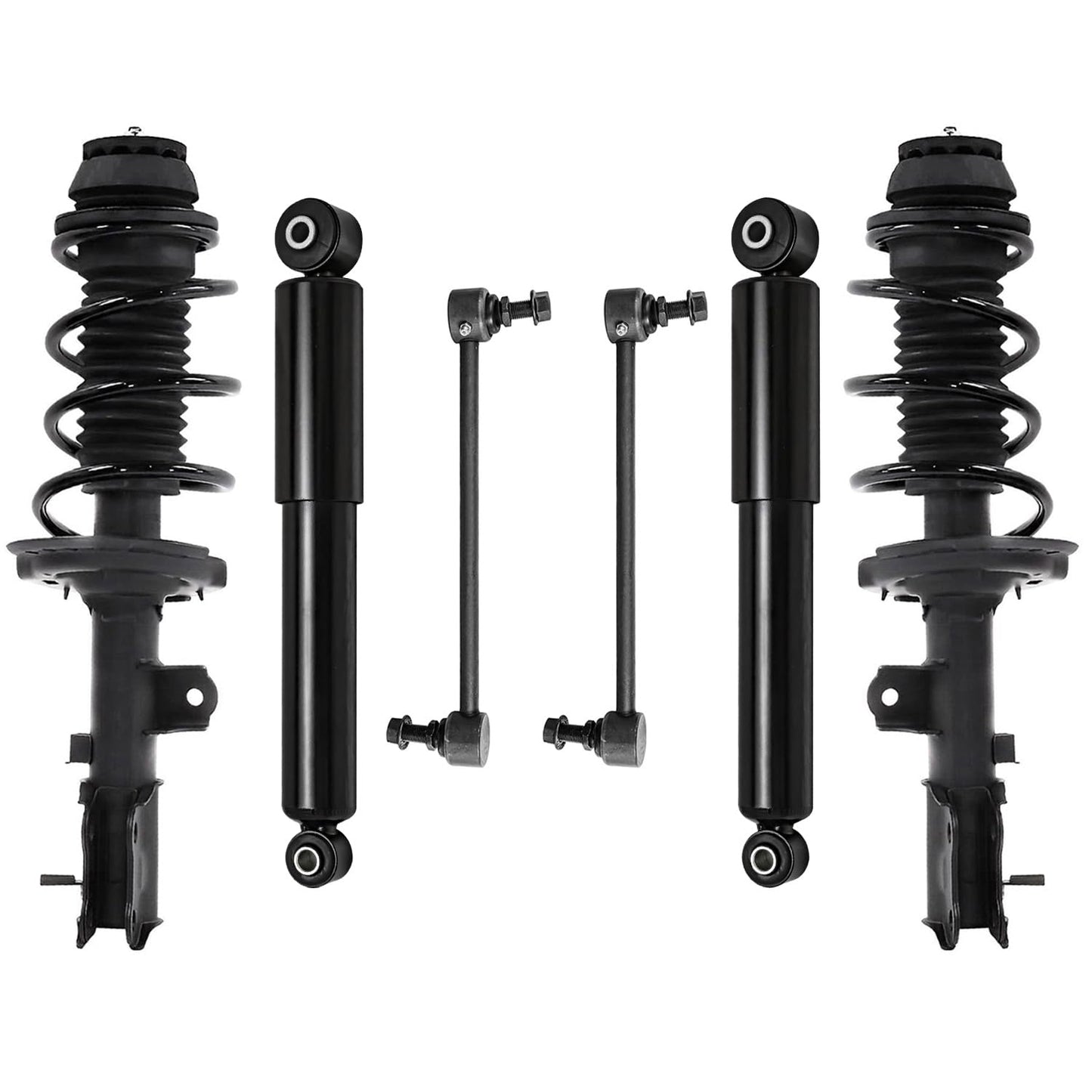 Detroit Axle - 6pc Struts Shocks Kit for 2014-2018 Chevy Silverado 1500 GMC Sierra 1500, 2 Front Struts w/Coil Springs 2 Sway Bars 2 Rear Shock Absorbers 2015 2016 2017 Replacement Suspension