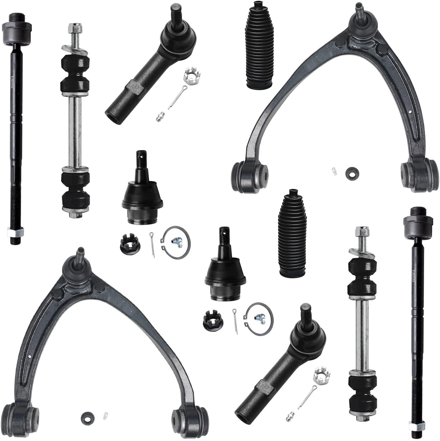 Detroit Axle - 12pc Front End Kit for 07-13 Chevy Silverado 1500 GMC Sierra | Suburban Yukon XL 1500 Tahoe Escalade ESV EXT, 2 Upper Control Arms 2 Sway Bars 4 Tie Rods 2 Lower Ball Joints 2 Boots