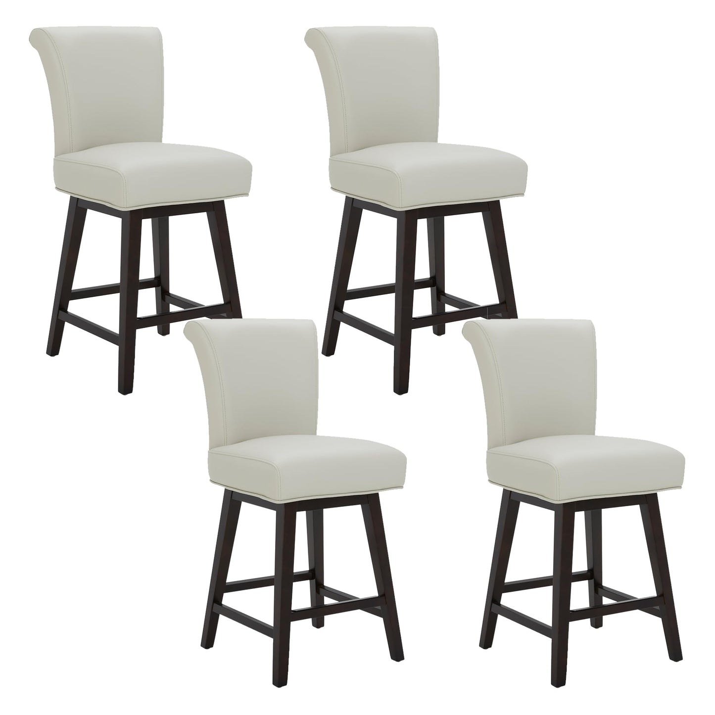 CHITA 30 Inch Counter Height Swivel Bar Stools Set of 2, FSC Certified Modern Upholstered Faux Leather Swivel Barstool Chairs with Back, Black