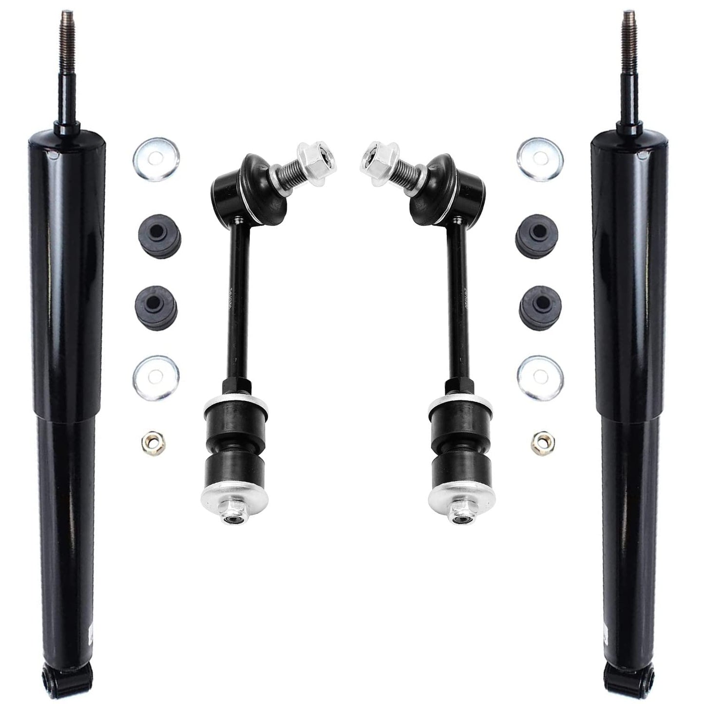 Detroit Axle - Front and Rear Shock Absorbers for 2007-2017 Jeep Wrangler, 2018 Wrangler JK 4 Complete Shock Absorber Assembly 2008 2009 2010 2011 2012 2013 2014 2015 2016 Replacement
