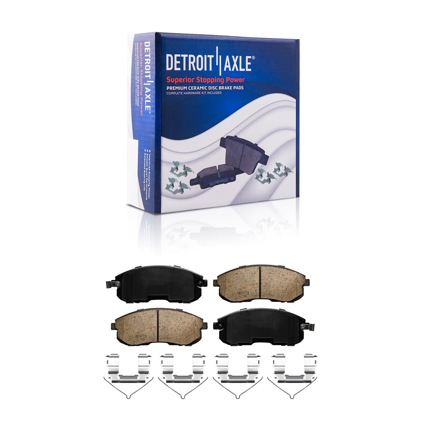 Detroit Axle - Front Brake Kit for 2006-2018 Dodge Ram 1500, 07-09 Durango Chrysler Aspen, 2019-2024 Ram 1500 Classic, Drilled and Slotted Disc Brake Rotors Ceramic Brakes Pads Replacement