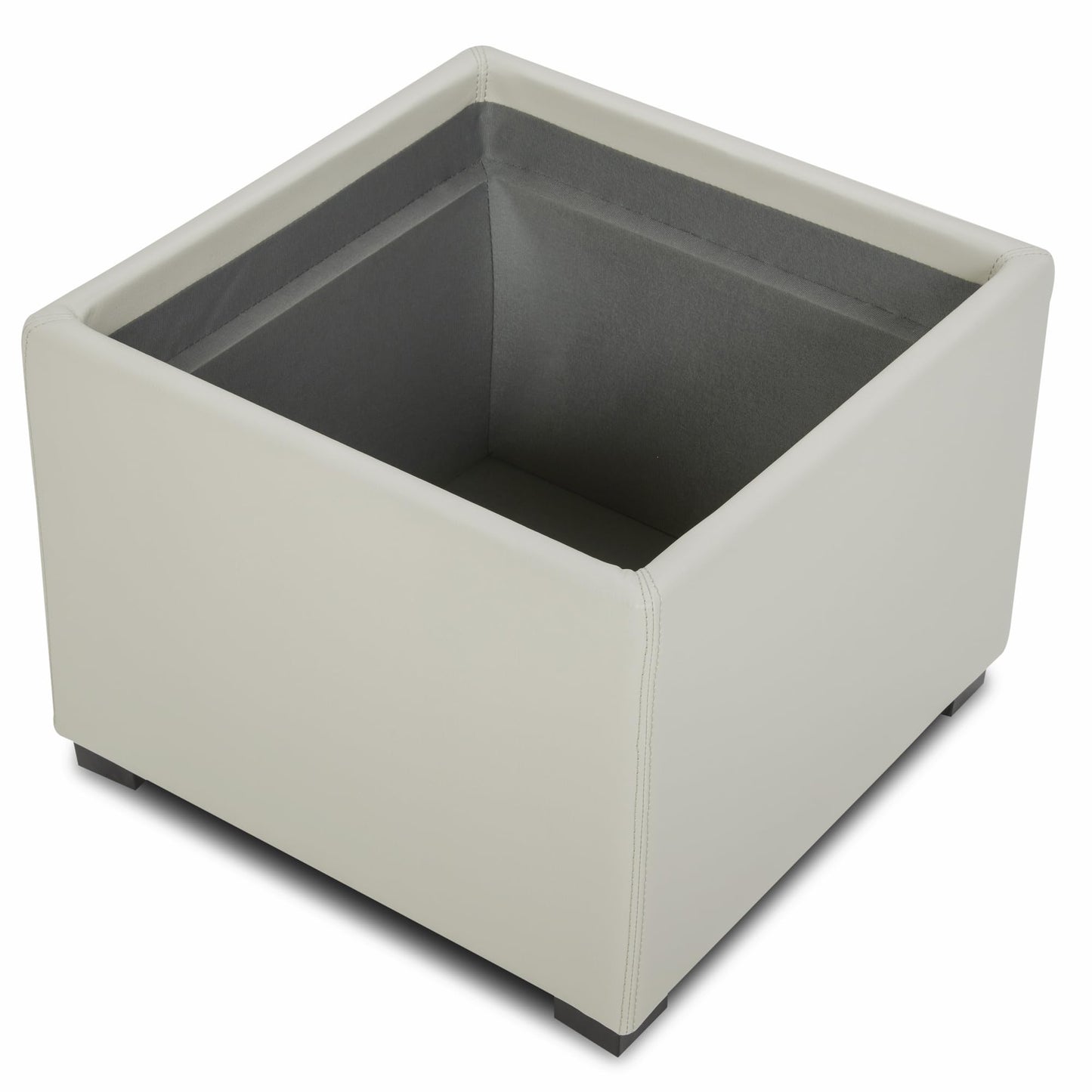 CHITA Storage Ottoman Cube with Tray Lid, Small Footstool with Storage, Square End Table for Living Room and Bedroom, Faux Leather in Saddle Brown
