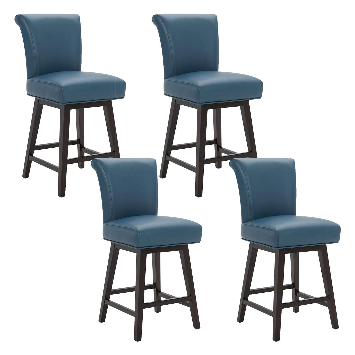 CHITA 30 Inch Counter Height Swivel Bar Stools Set of 2, FSC Certified Modern Upholstered Faux Leather Swivel Barstool Chairs with Back, Black