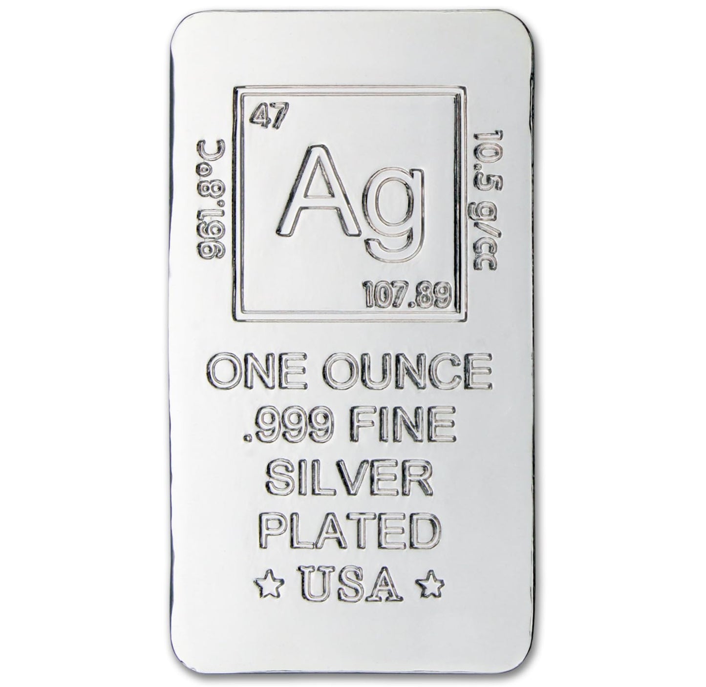 1 oz Silver Plated Bar (Flat Style) .999 Pure Paperweight - Element Design with Certificate of Authenticity