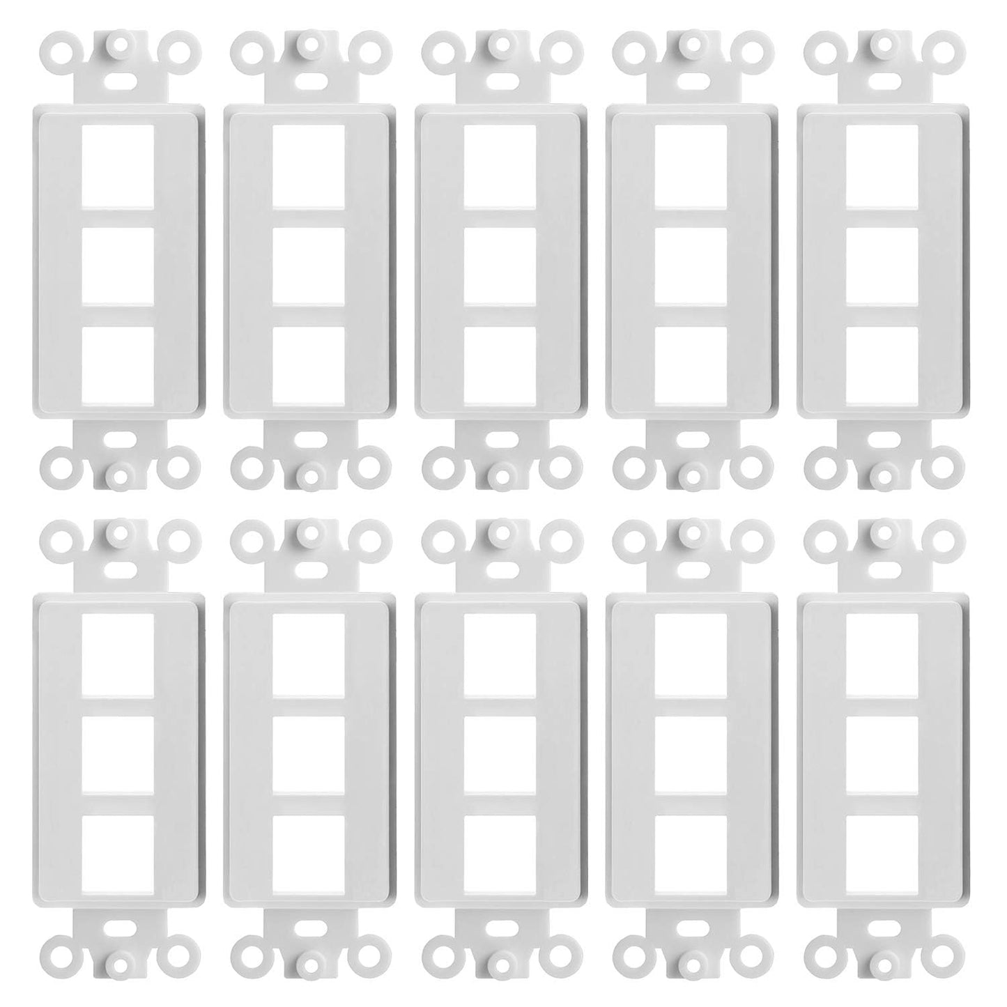 Cmple - Decorator Wall Plate Insert 1-Gang Decorative Single Gang Faceplate Standard Jack Wall Plate Keystone - 3-Port