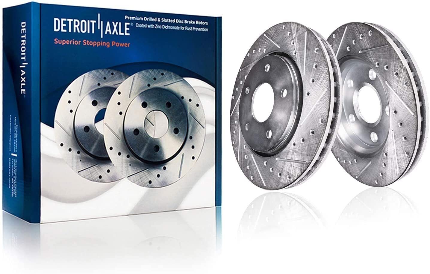 Detroit Axle - Brake Kit for 2011-2020 Jeep Grand Cherokee Dodge Durango Replacement Front & Rear Drilled & Slotted Disc Brake Rotors Ceramic Brakes Pads : 12.99" inch Rotor