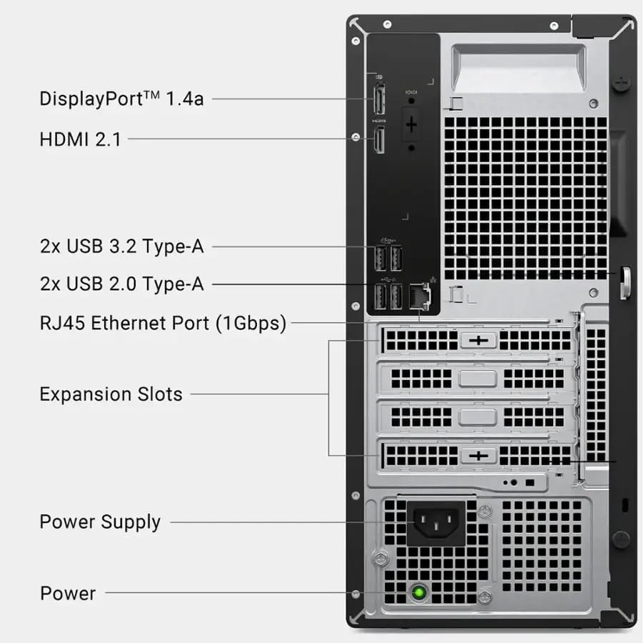 Dell Ect1250 Tower Desktop PC – Intel Core Ultra 5 225 (10‑Core) | 32 GB DDR5 RAM | 1TB NVMe SSD | Intel UHD Graphics | Bluetooth & Wi-Fi 6 | Windows 11 Pro | Keyboard & Mouse | Black