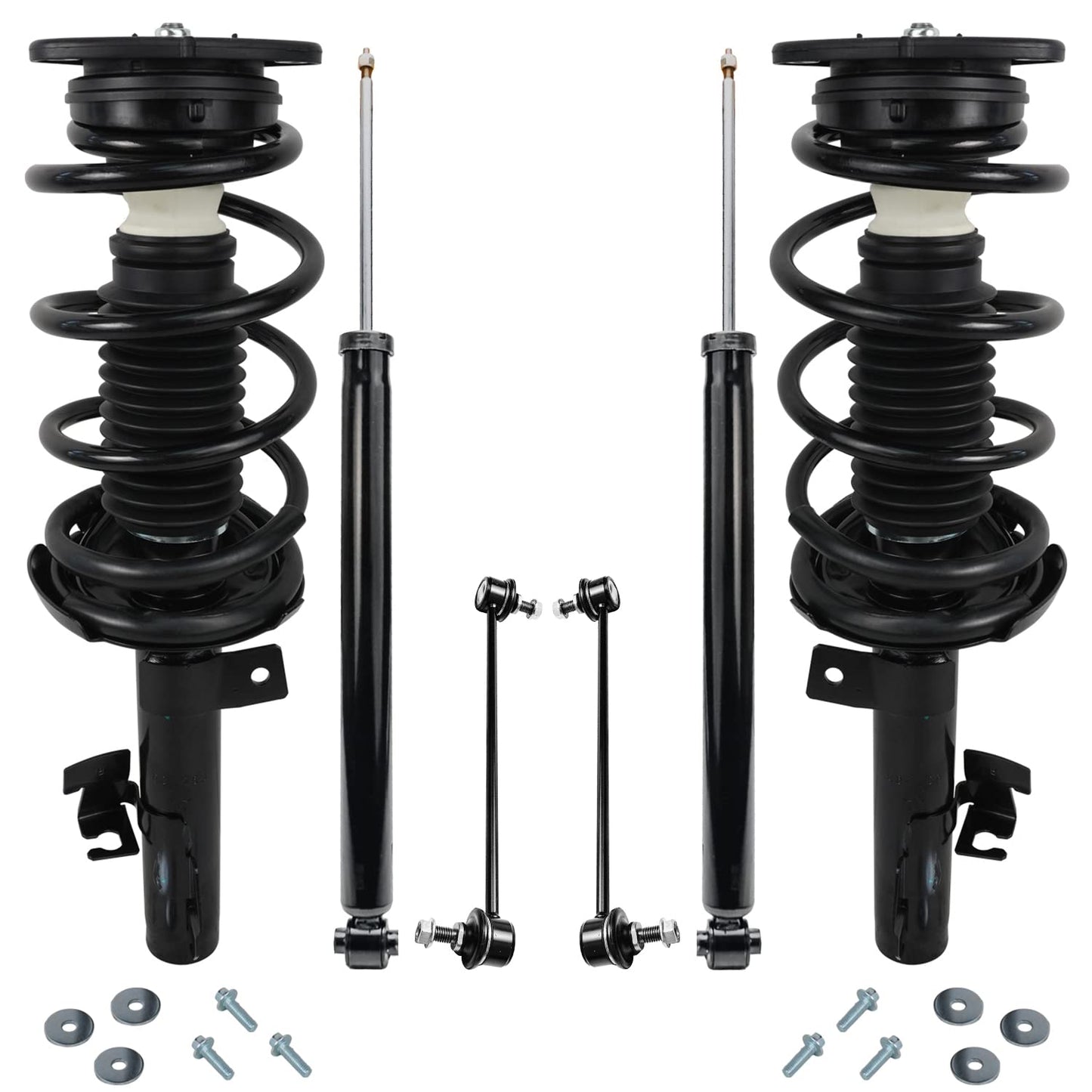 Detroit Axle - 6pc Struts Shocks Kit for 2014-2018 Chevy Silverado 1500 GMC Sierra 1500, 2 Front Struts w/Coil Springs 2 Sway Bars 2 Rear Shock Absorbers 2015 2016 2017 Replacement Suspension