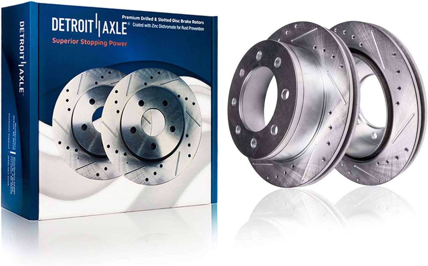 Detroit Axle - Front Brake Kit for Chevy GMC Silverado Sierra 2500HD 3500, Avalanche 2500, Sierra 3500HD, Express Savana 3500 4500 Drilled Disc Brakes Rotors Ceramic Brake Pads Replacement:12.8" inch