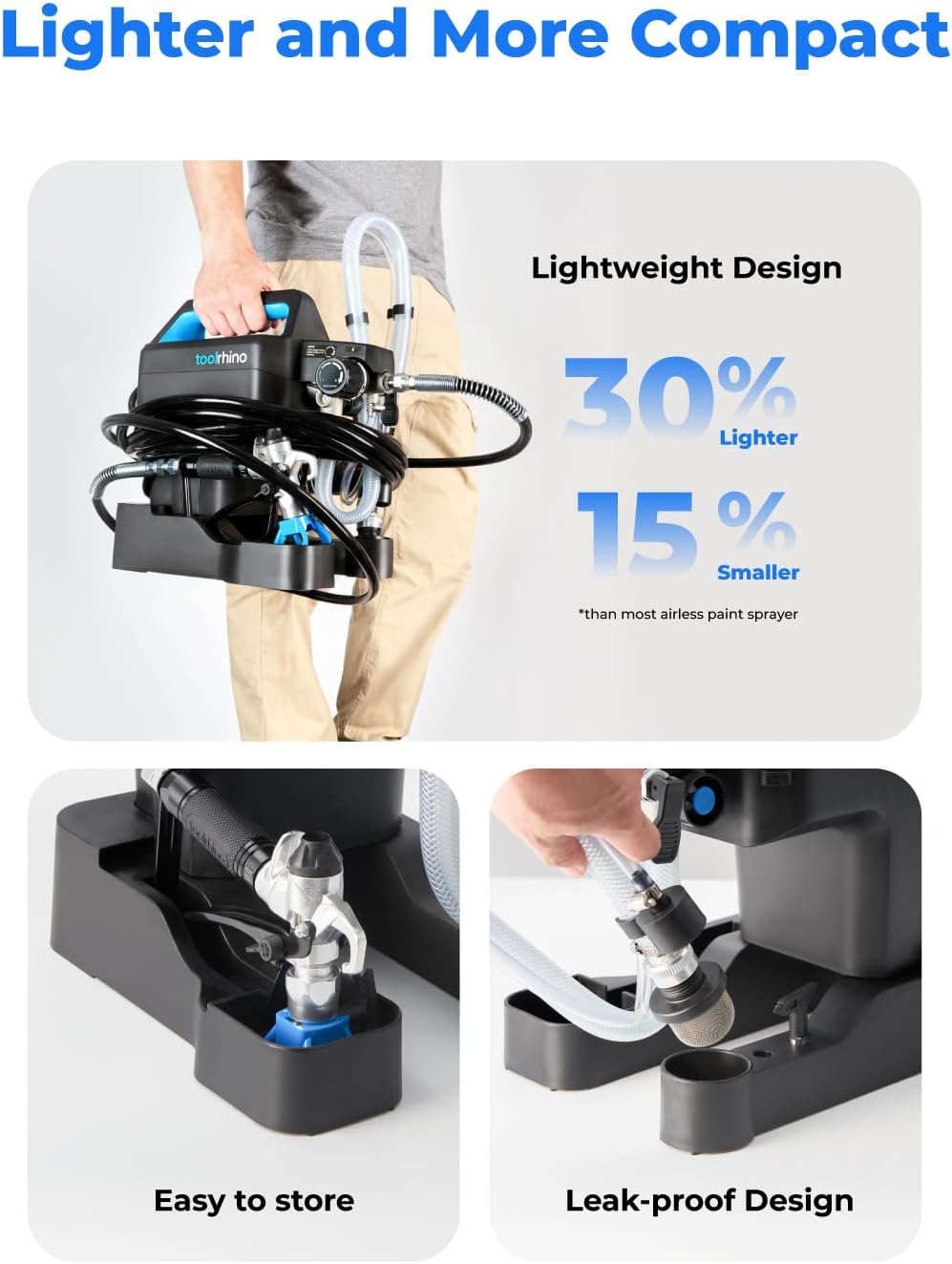Toolrhino Airless Paint Sprayer for House Painting, DIY Beginners' Choice with Accessories Storage Space, Lightweight Design, Thinning-Free & Quick Clean for 5 Gallon DIY Painting Projects