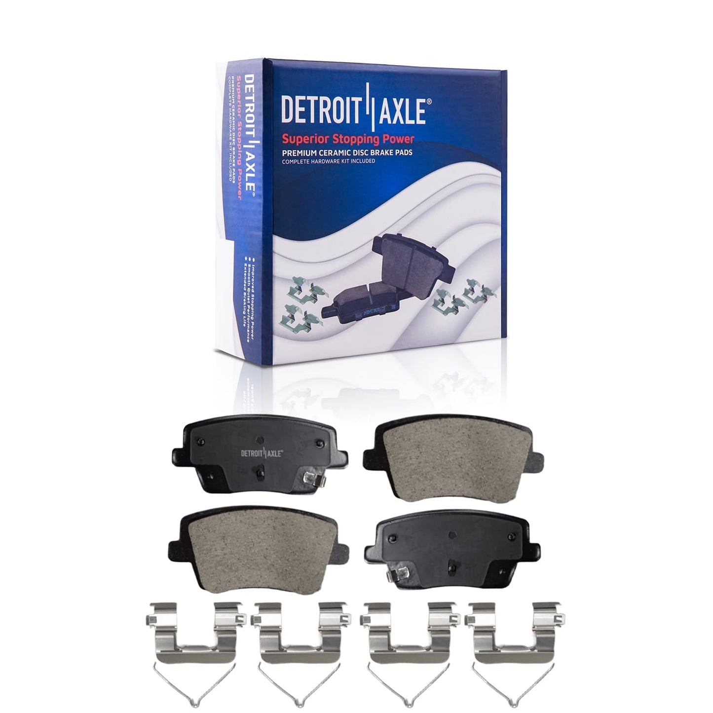 Detroit Axle - Rear Brake Pads for 2019-2024 Chevy Silverado 1500 GMC Sierra 1500, 2021-2024 Tahoe Suburban Yukon XL Cadillac Escalade ESV, Canyon LYRIQ Colorado, Ceramic Brake Pads with Hardware