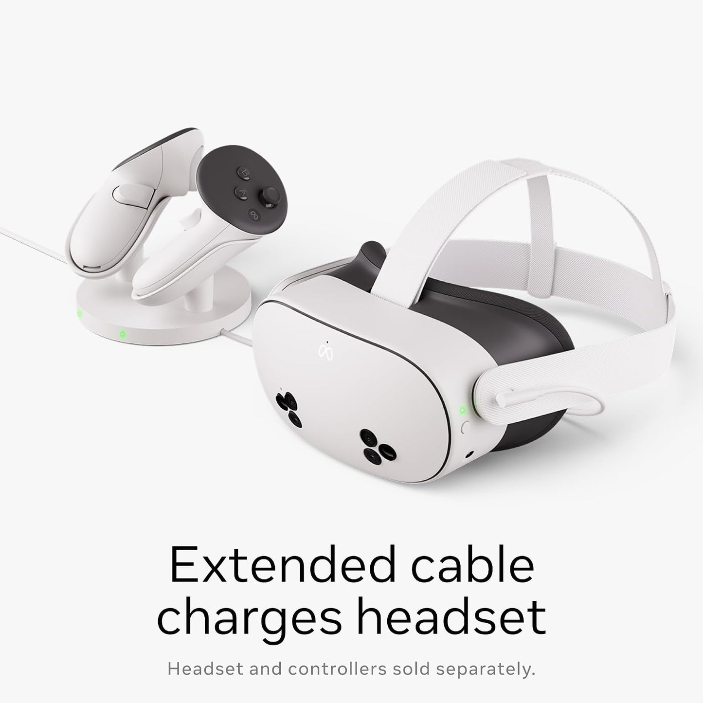 Meta Quest Compact Charging Dock — Works with Meta Quest 3/3S — Extended Headset Charging Cable — Wireless Charging for Touch Plus Controllers | Compact charging dock with rechargeable batteries and USB-C cables for Quest 3, Quest 3S and Touch Plus contro