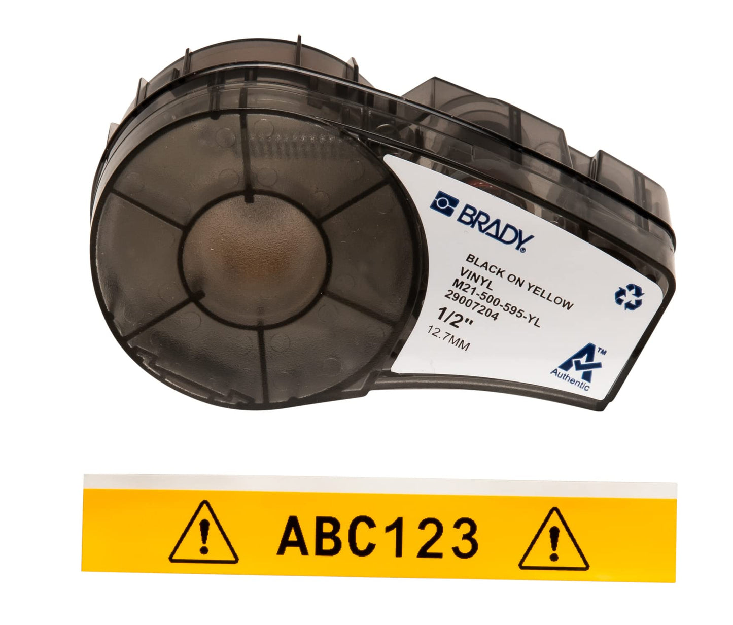 Brady Authentic (M21-750-595-WT) All-Weather Vinyl Label for Indoor/Outdoor ID, Lab and Equipment Labeling, Black on White- For M210, M210-LAB, M211, BMP21-PLUS and BMP21-LAB Printers, .75" W 21' L