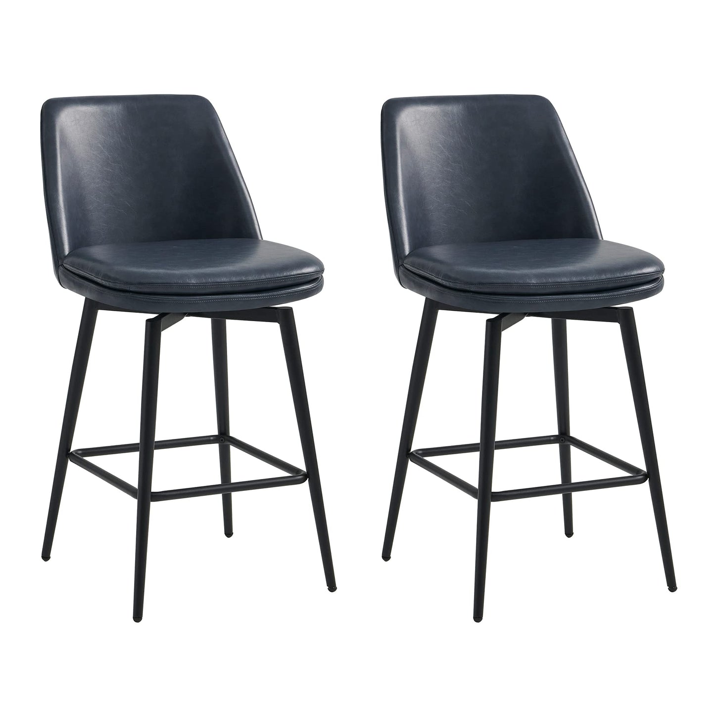 CHITA Swivel Bar Stools, 27.2" Counter Height Bar Stools Set of 3, FSC Certified Upholstered Modern Counter Stools, Metal Legs, Faux Leather, Saddle Brown