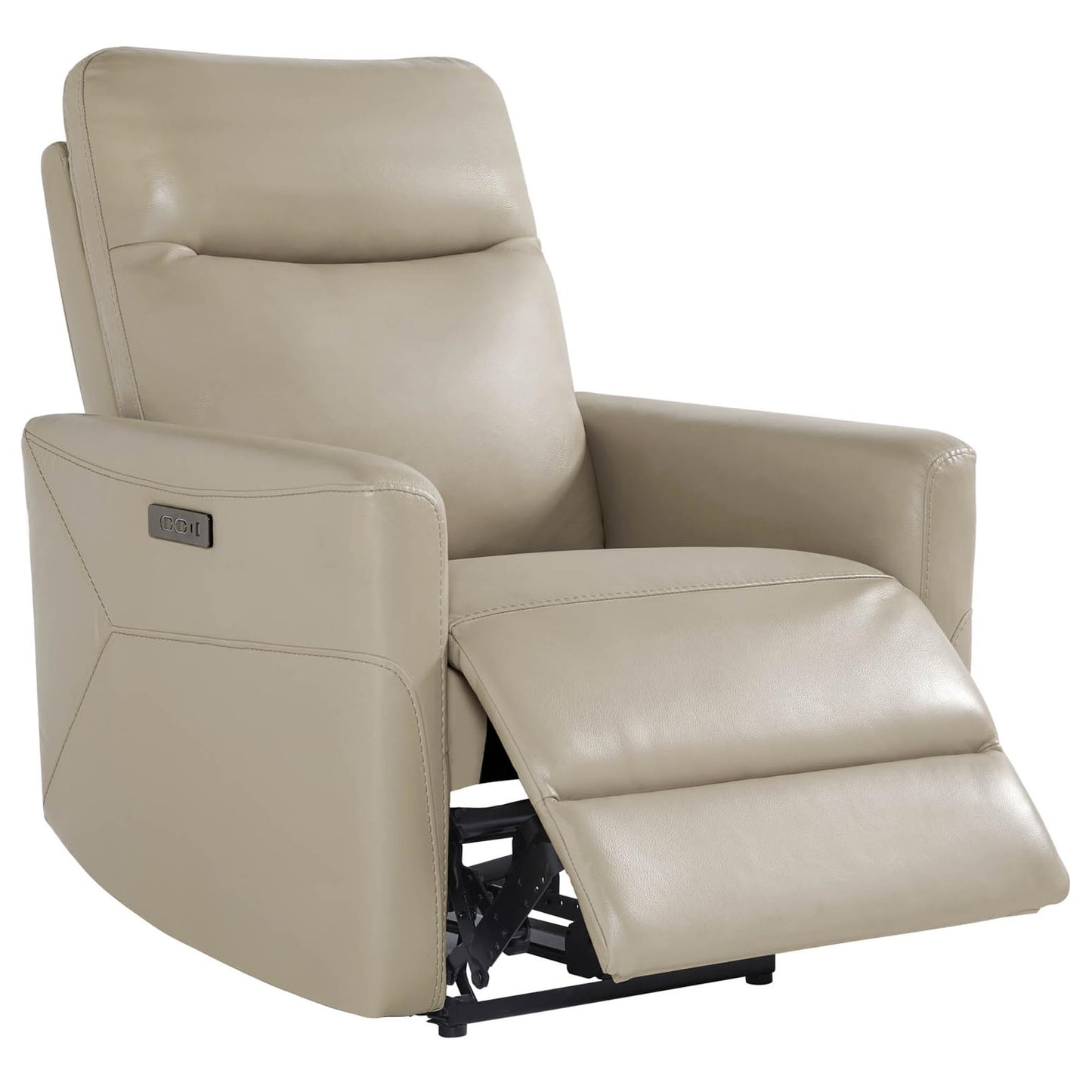 CHITA Genuine Leather Power Recliner Chair for Adults, Electric Wall Hugger Recliner for Small Spaces, Modern Living Room and RV Recliner Chair with Adjustable Power Headrest & Charging Ports, Brown
