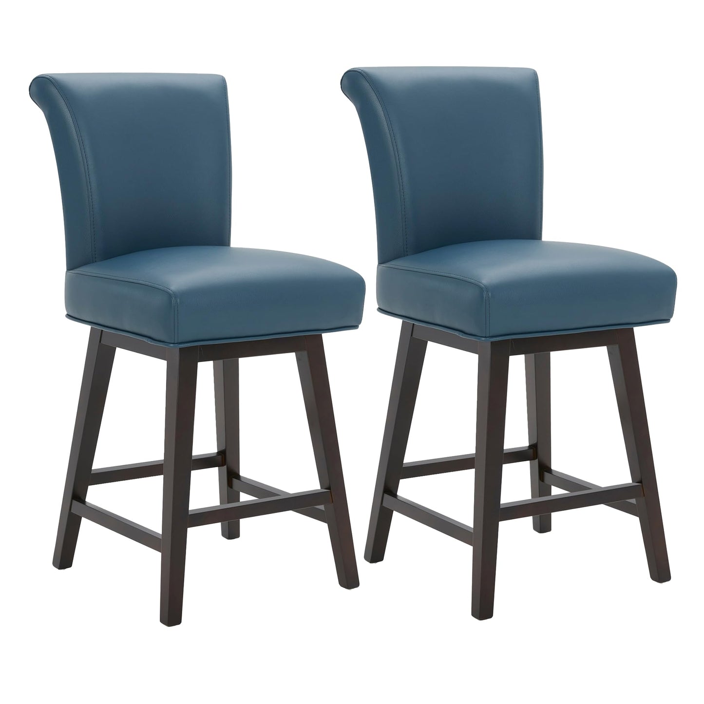 CHITA 30 Inch Counter Height Swivel Bar Stools Set of 2, FSC Certified Modern Upholstered Faux Leather Swivel Barstool Chairs with Back, Black