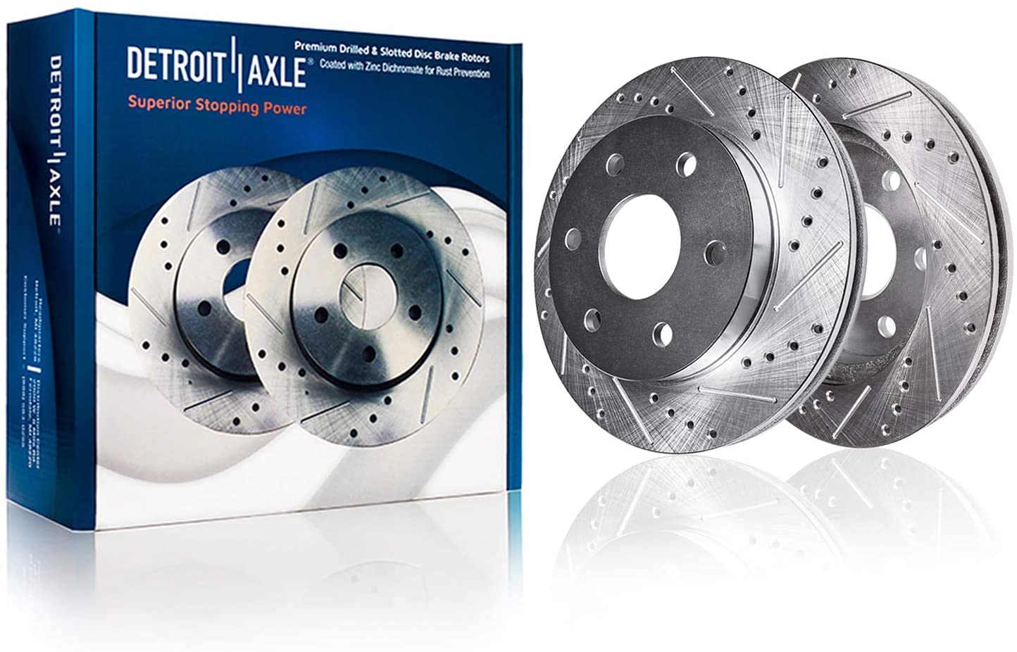 Detroit Axle - Front Brake Kit for Chevy Impala Malibu Equinox GMC Terrain Buick LaCrosse Regal Allure Saab 9-5 Drilled Slotted Disc Brake Rotors Ceramic Brakes Pads Replacement : 12.64'' inch Rotor