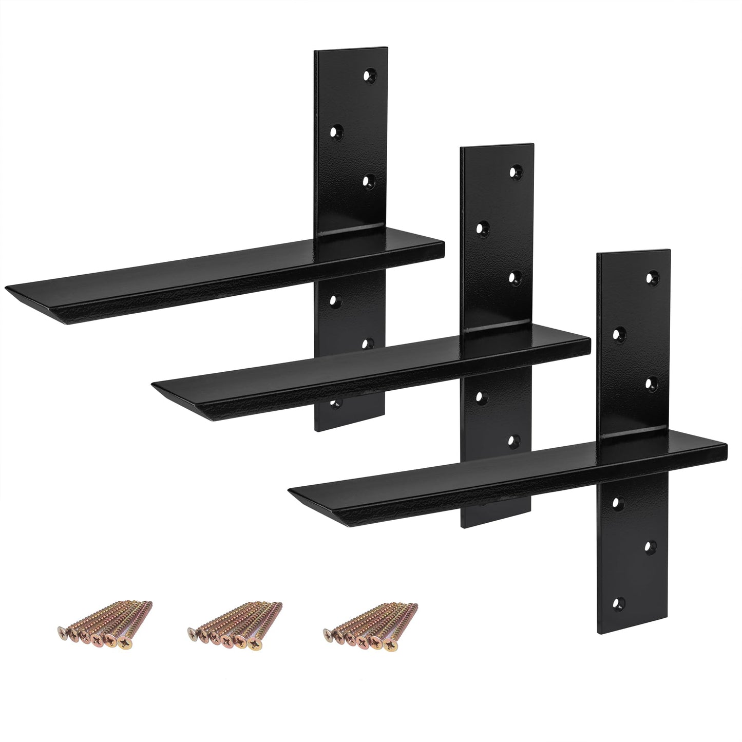 (3-Pack) Free Hanging T Shelf Bracket, Solid Heavy Duty Steel Knee Wall Hidden Granite Countertop Support Floating Bracket Hardware, Universal ,3 Count,18 Inch , DIY Projects , Screws Included