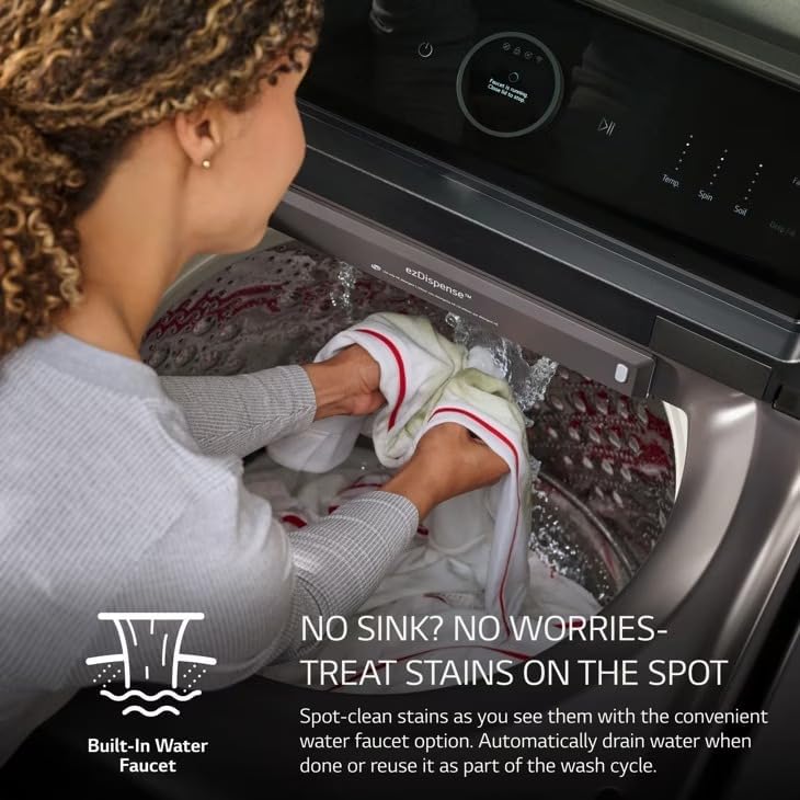 LG 5.5 cu. ft. Smart Top Load Washer in Matte Black with Impeller, eZDispense and Faucet Water and LCD Digital Dial Control