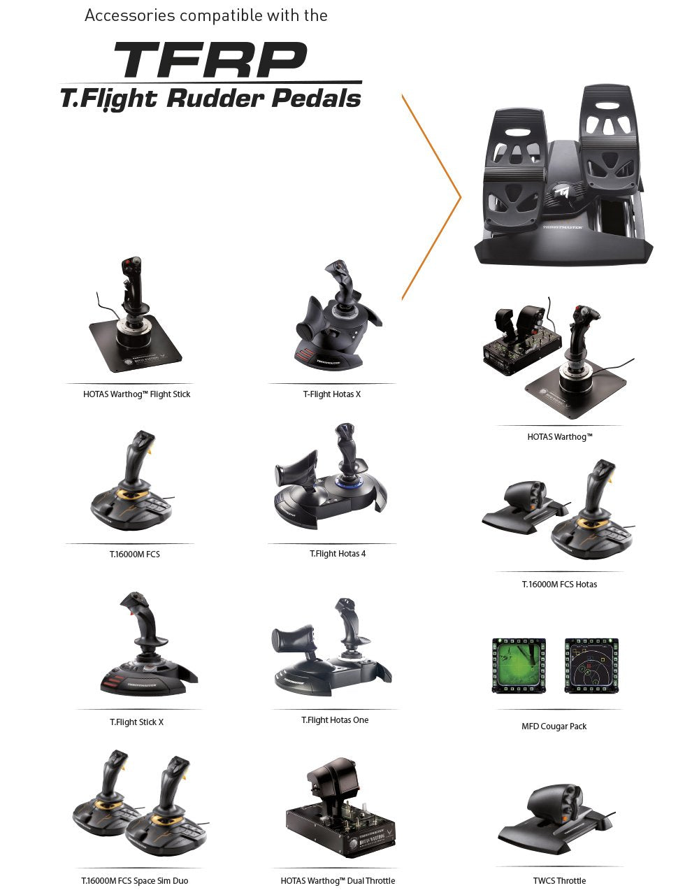 Thrustmaster TFRP Precision Flight Sim Rudder Pedals - PS5, XBOX & PC | self-centering axis, long travel, aluminum rails, differential breaking, for all types of flight, adjustable resistance