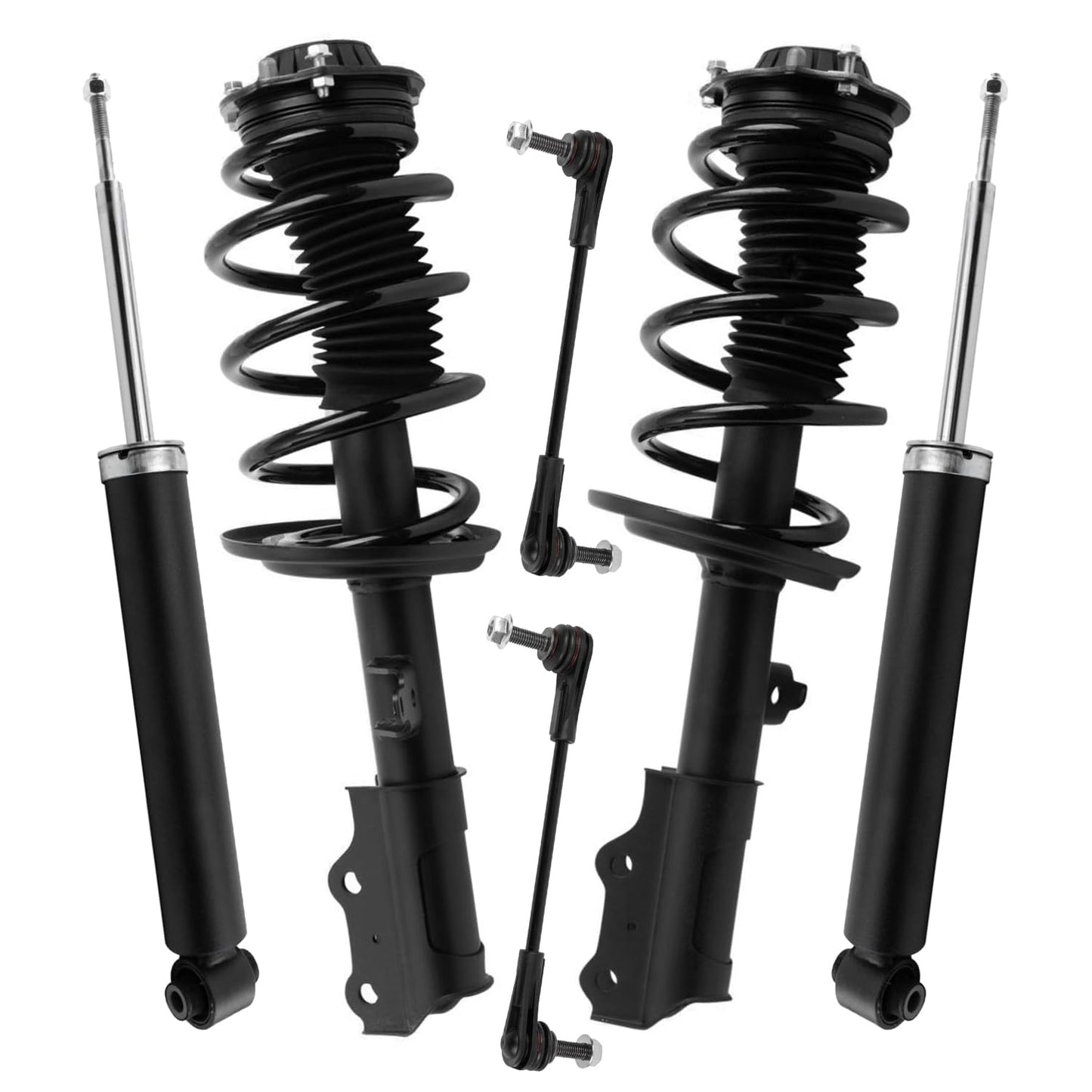 Detroit Axle - 6pc Struts Shocks Kit for 2014-2018 Chevy Silverado 1500 GMC Sierra 1500, 2 Front Struts w/Coil Springs 2 Sway Bars 2 Rear Shock Absorbers 2015 2016 2017 Replacement Suspension