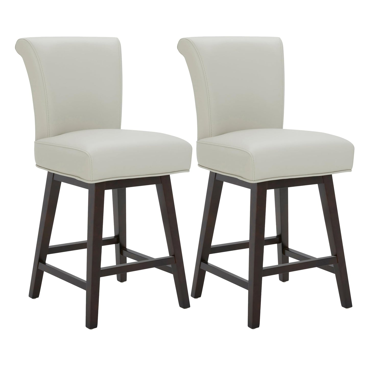 CHITA 30 Inch Counter Height Swivel Bar Stools Set of 2, FSC Certified Modern Upholstered Faux Leather Swivel Barstool Chairs with Back, Black