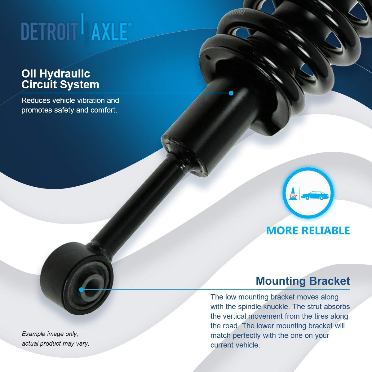 Detroit Axle - 6pc Struts Shocks Kit for 2014-2018 Chevy Silverado 1500 GMC Sierra 1500, 2 Front Struts w/Coil Springs 2 Sway Bars 2 Rear Shock Absorbers 2015 2016 2017 Replacement Suspension