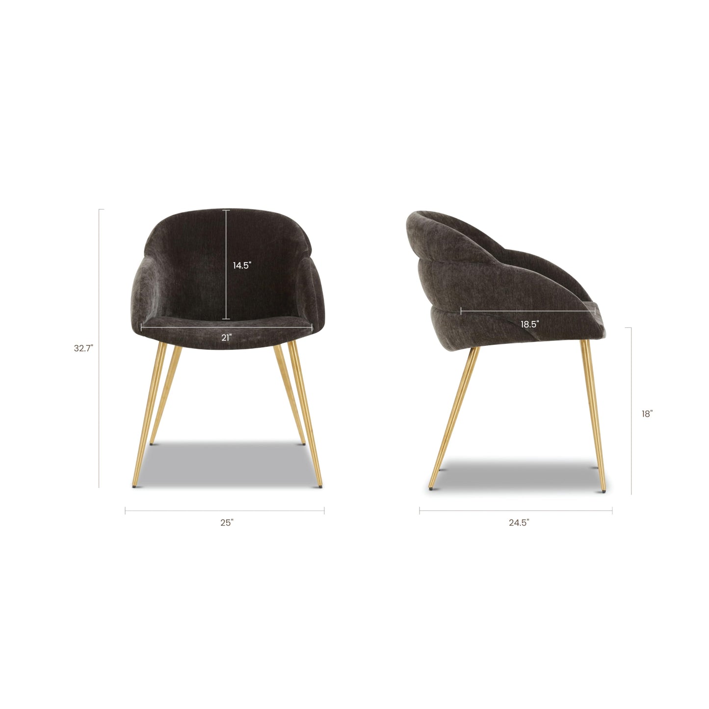 Poly & BARK Bolus Dining Chair – Ganache Brown Upholstered Accent Chair with Wood Legs – Refined Silhouette for Dining Room, Kitchen or Breakfast Nook – Arrives Fully Assembled