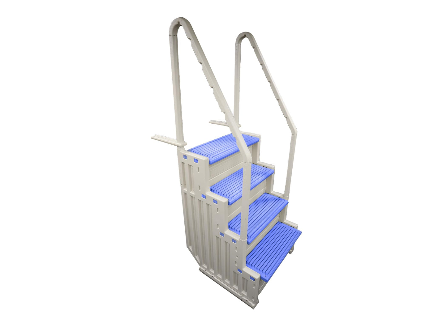 Confer Plastics Step-1X: Sturdy Above Ground Entry System with Dual Handrails and Slip-Resistant Steps, Easy Installation, Supports up to 400 lbs - Proudly Made in USA. Warm Grey with Grey Treads