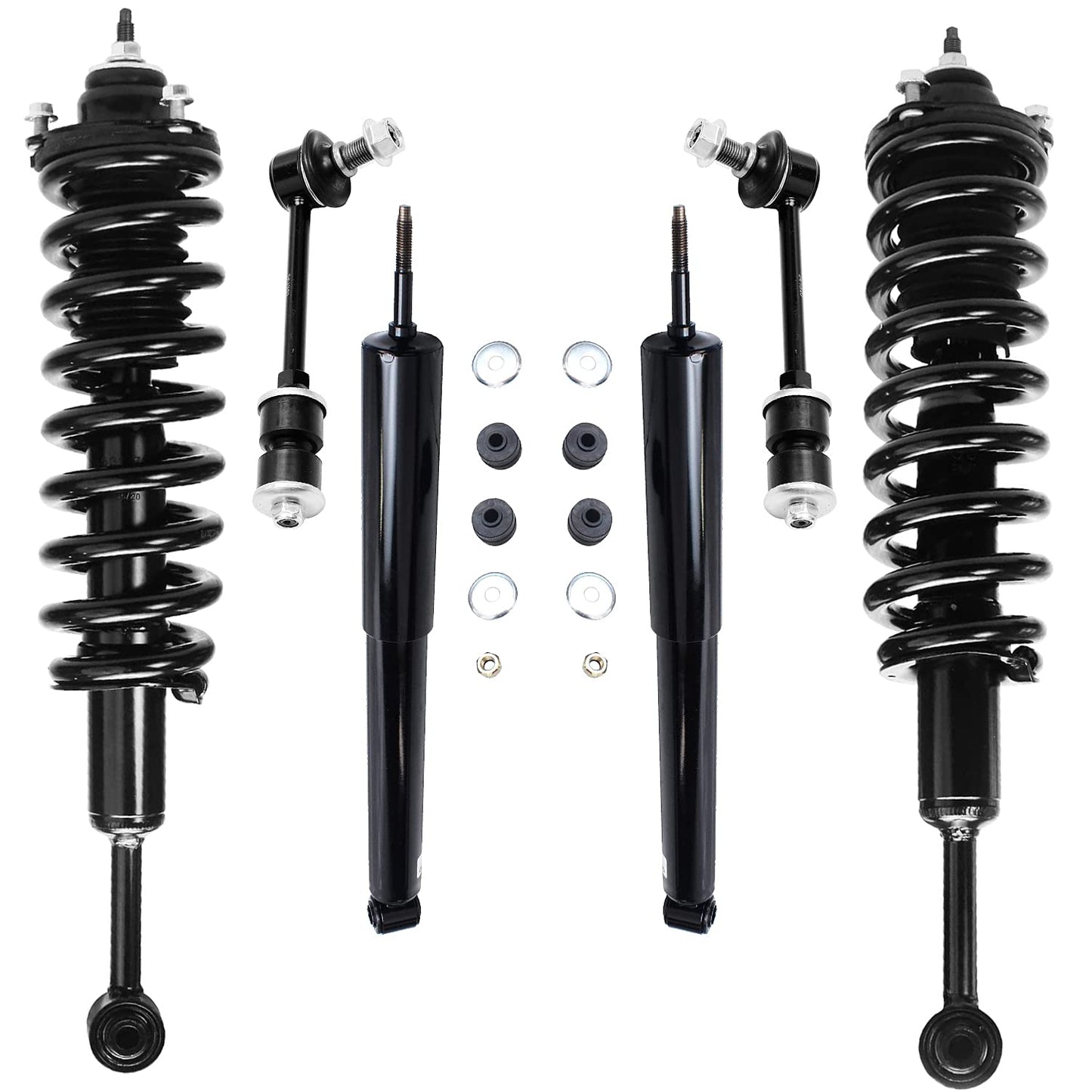 Detroit Axle - 6pc Struts Shocks Kit for 2014-2018 Chevy Silverado 1500 GMC Sierra 1500, 2 Front Struts w/Coil Springs 2 Sway Bars 2 Rear Shock Absorbers 2015 2016 2017 Replacement Suspension