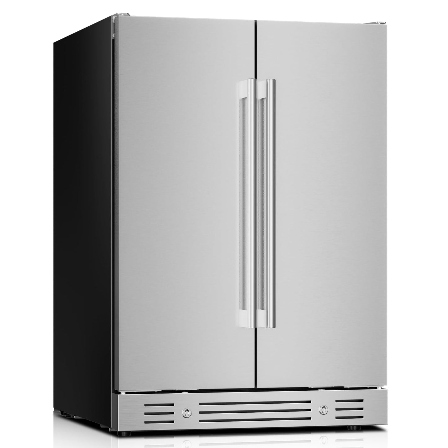 Yeego 24 Inch Beverage Refrigerator, 160-Can Beverage Cooler with Lock & Auto Defrost, Stainless Steel Indoor & Covered Outdoor Beverage Fridge, Freestanding or Under Counter for Beer, Soda & Wine