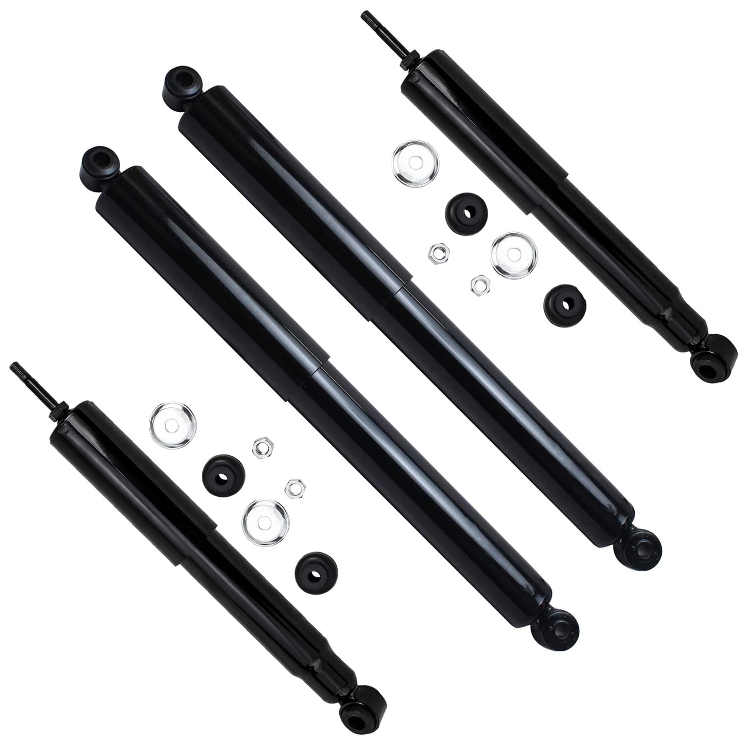 Detroit Axle - Front and Rear Shock Absorbers for 2007-2017 Jeep Wrangler, 2018 Wrangler JK 4 Complete Shock Absorber Assembly 2008 2009 2010 2011 2012 2013 2014 2015 2016 Replacement
