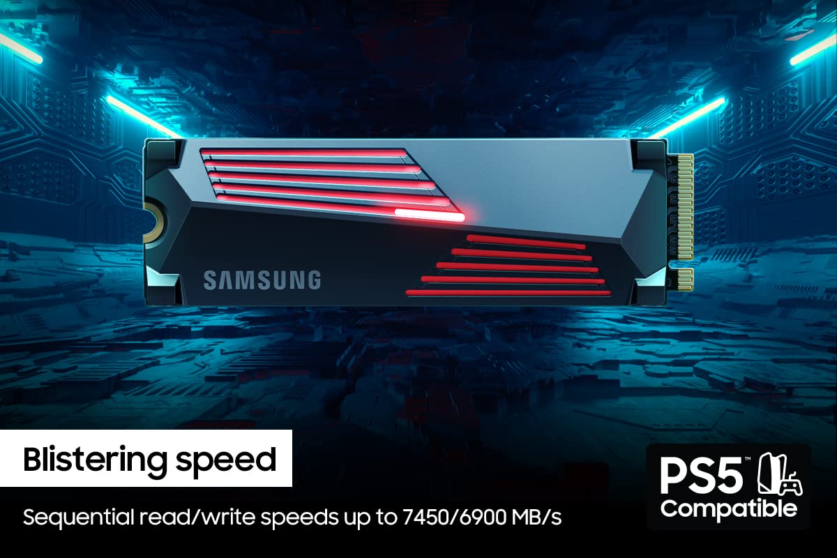 Samsung 990 PRO SSD 2TB NVMe M.2 PCIe Gen4, M.2 2280 Internal Solid State Hard Drive, Seq. Read Speeds Up to 7,450 MB/s for High End Computing, Gaming, and Heavy Duty Workstations, MZ-V9P2T0B/AM