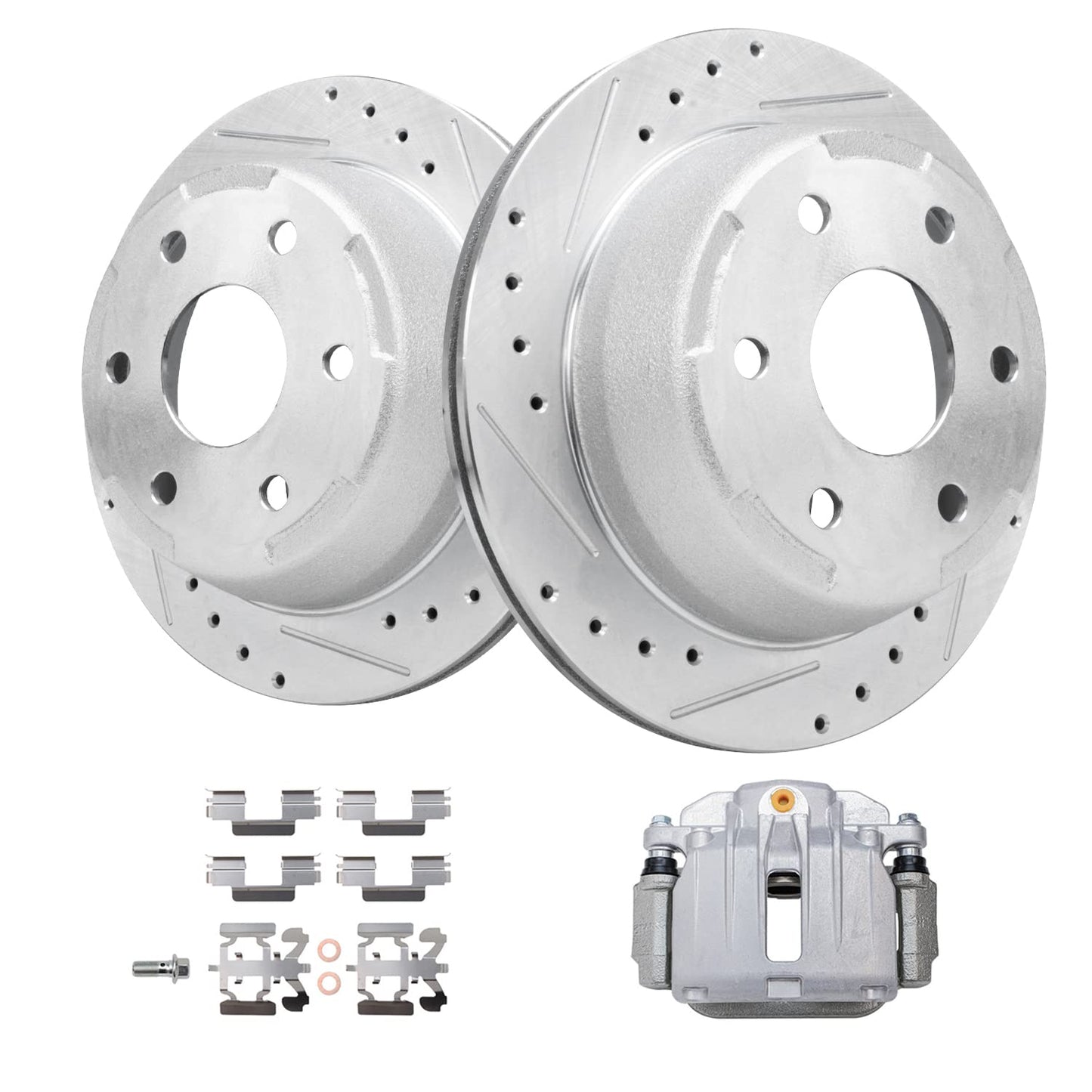 Detroit Axle - Front Brake Kit for Chevy Impala Malibu Equinox GMC Terrain Buick LaCrosse Regal Allure Saab 9-5 Drilled Slotted Disc Brake Rotors Ceramic Brakes Pads Replacement : 12.64'' inch Rotor