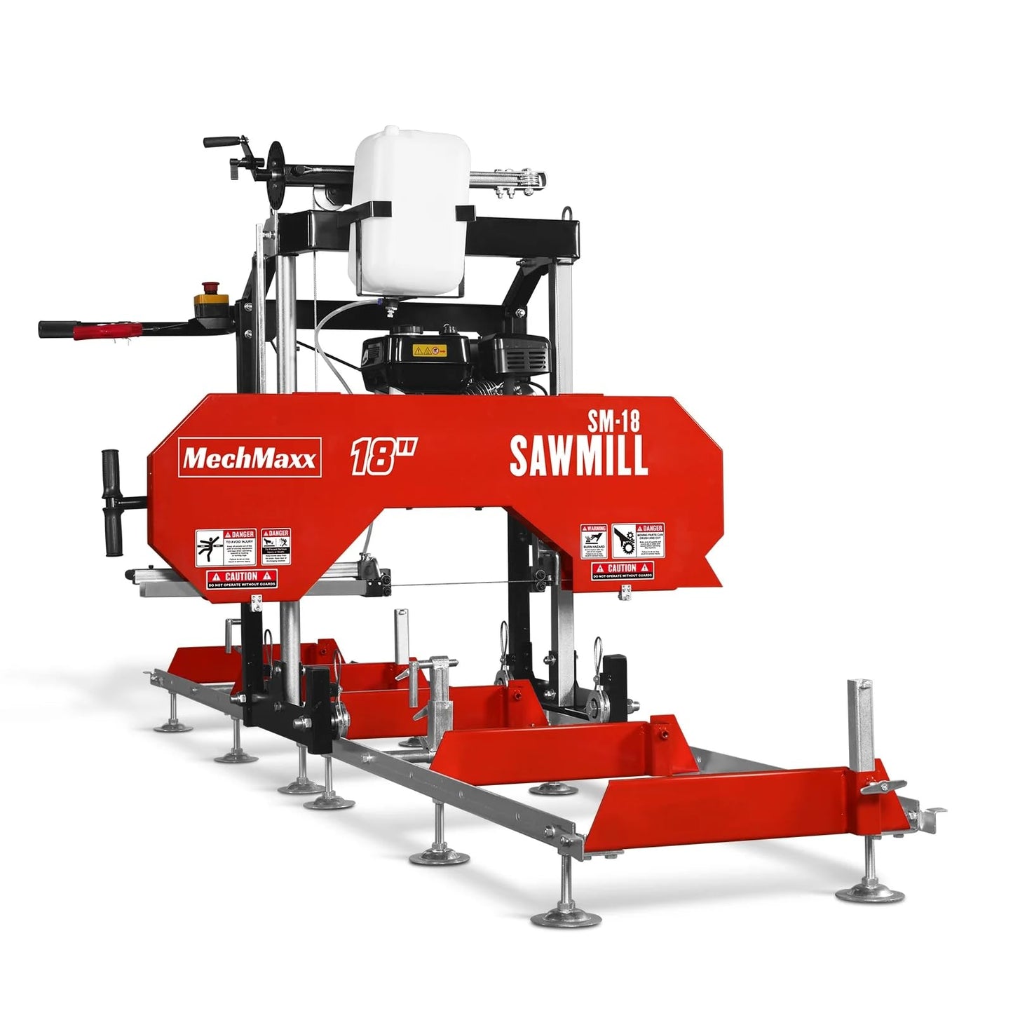 MechMaxx 32" Portable Sawmill, ZONSEN 459cc 15HP E-Start Gasoline Engine, 26.5" Board Width, 13' Track Length, Model SM-32