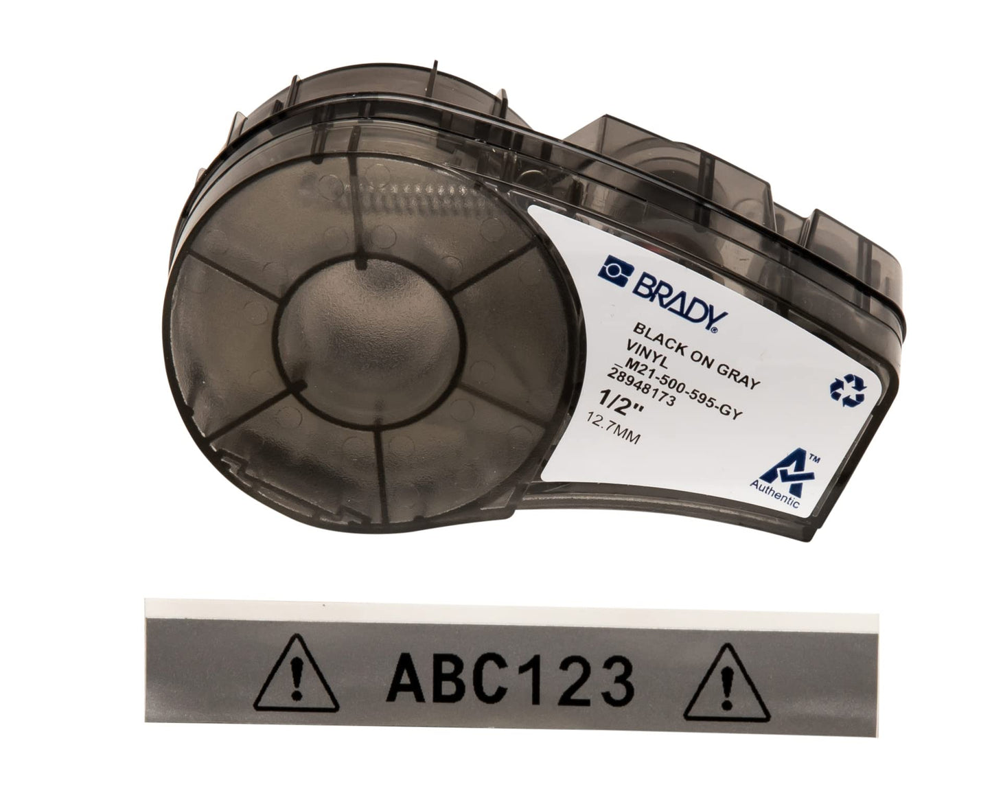 Brady Authentic (M21-750-595-WT) All-Weather Vinyl Label for Indoor/Outdoor ID, Lab and Equipment Labeling, Black on White- For M210, M210-LAB, M211, BMP21-PLUS and BMP21-LAB Printers, .75" W 21' L
