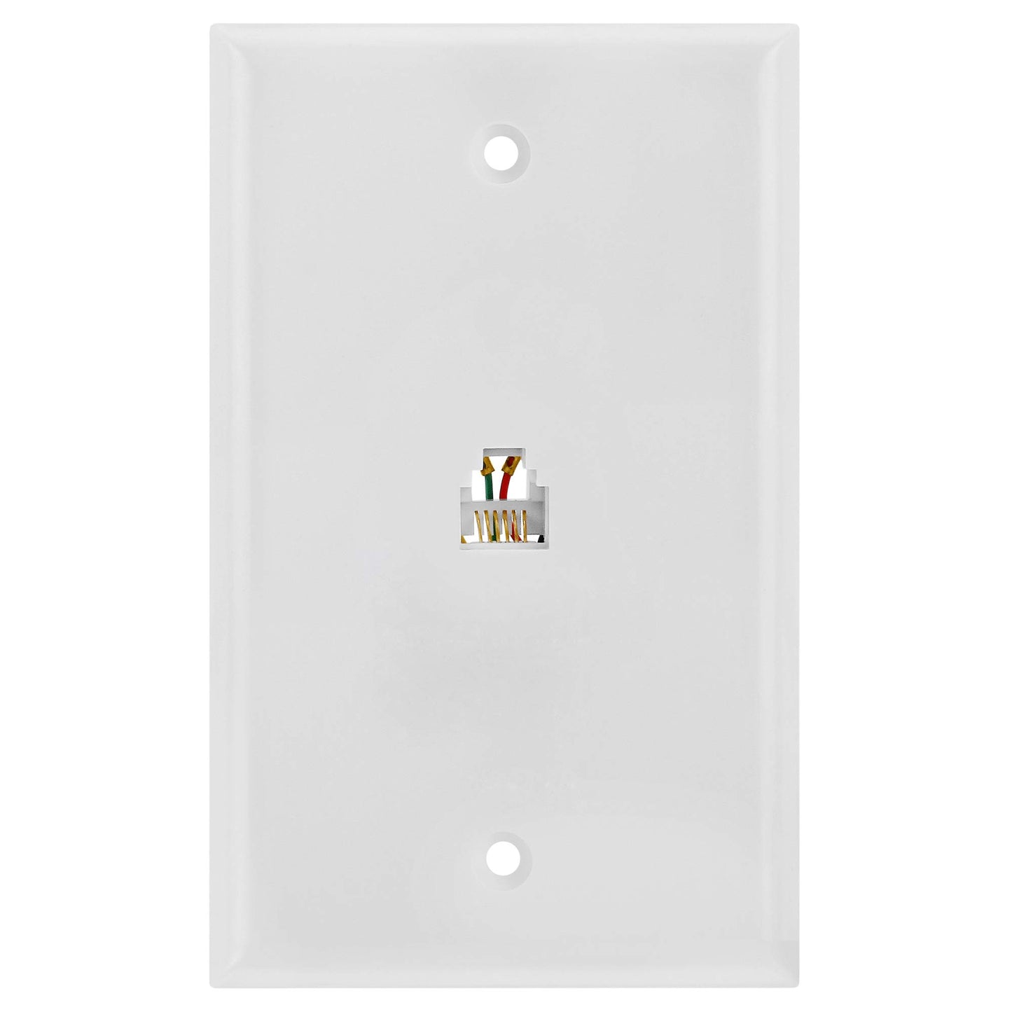 Cmple - Single RJ11 Connector with 6 Conductors Phone Wall Plate Jack 6P6C Telephone Single Jack Wallplate with Screws