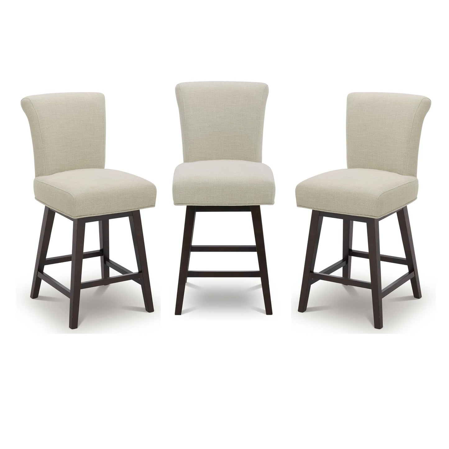 CHITA 30 Inch Counter Height Swivel Bar Stools Set of 2, FSC Certified Modern Upholstered Faux Leather Swivel Barstool Chairs with Back, Black