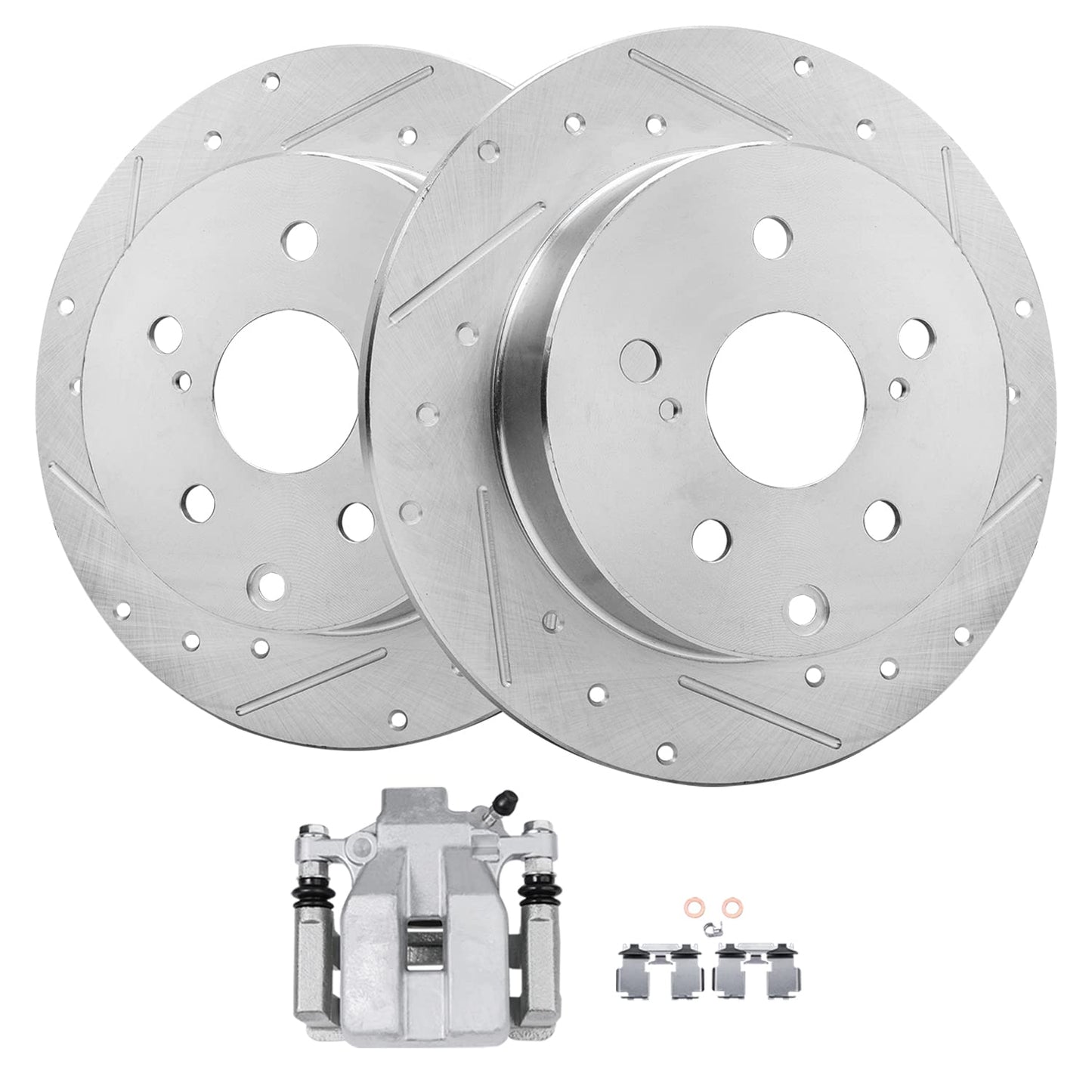 Detroit Axle - Rear Brake Kit for Chevy Silverado Sierra 1500 Suburban Yukon XL Tahoe Escalade ESV Drilled & Slotted Brake Rotors Ceramic Brakes Pads