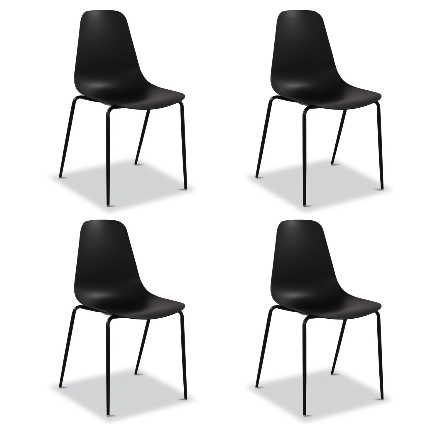 POLY & BARK Isla Modern Dining Chairs Set of 4 – Mid Century Modern Plastic Dining Chair with Metal Legs – Kitchen & Dining Room Chairs – Indoor/Outdoor – White