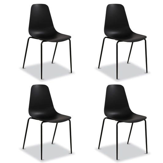 POLY & BARK Isla Modern Dining Chairs Set of 4 – Mid Century Modern Plastic Dining Chair with Metal Legs – Kitchen & Dining Room Chairs – Indoor/Outdoor – White